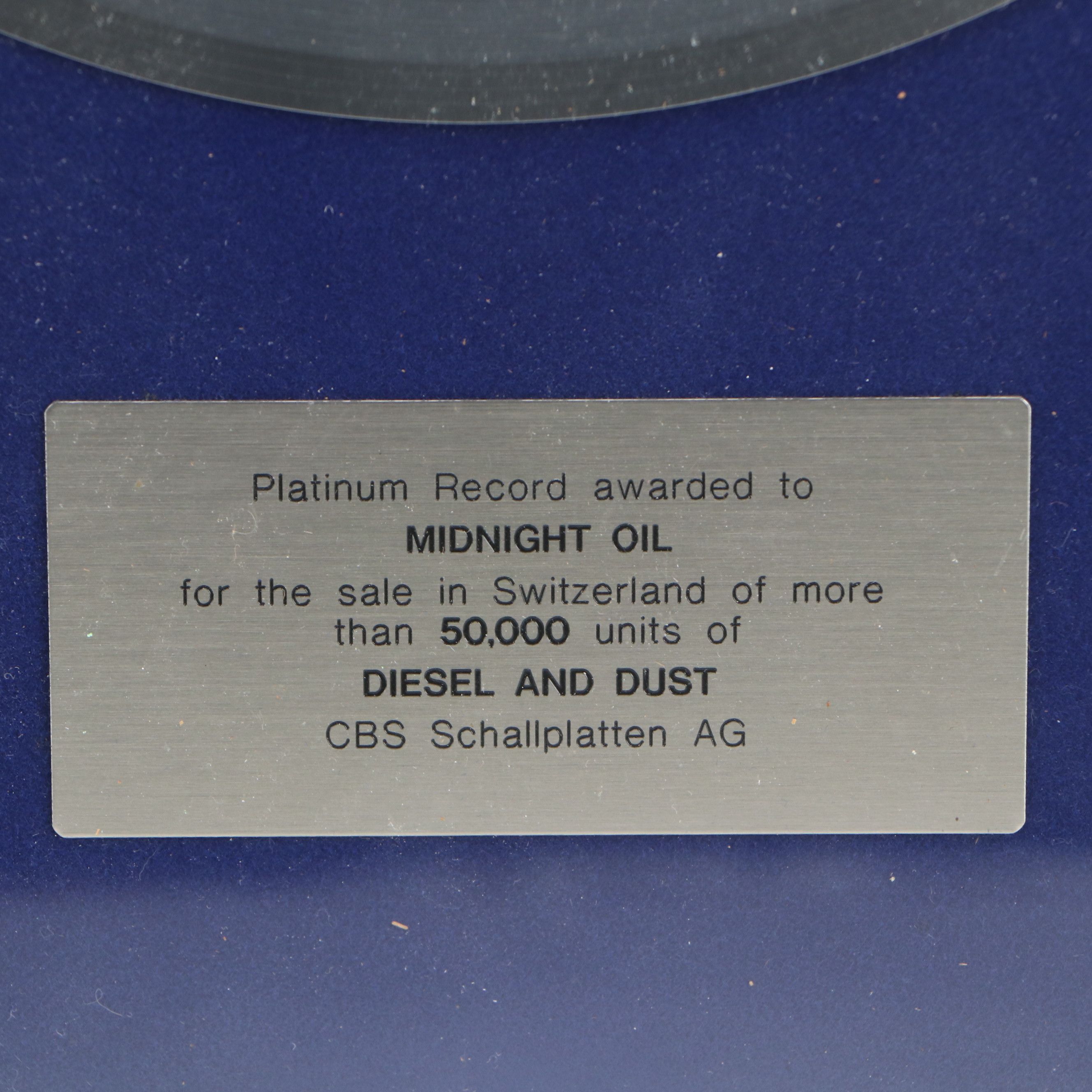 Midnight Oil "Diesel and Dust" Platinum Record Award