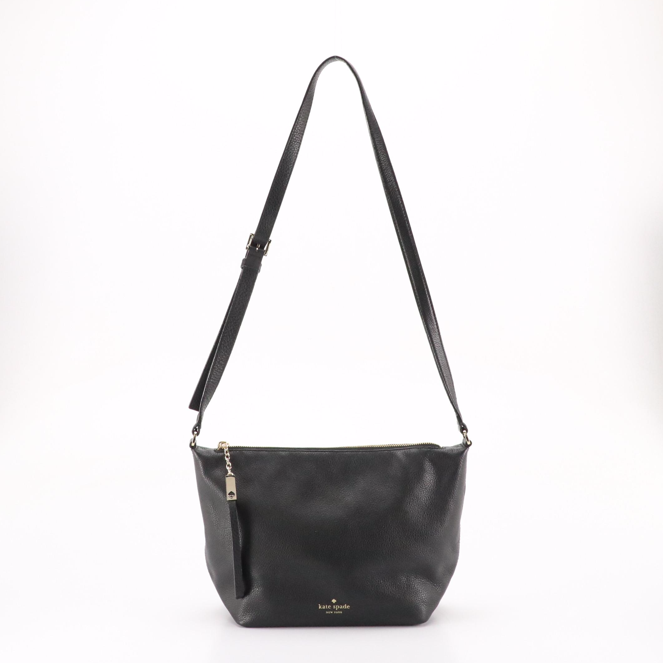 Kate Spade New York Black Grain Leather Zip-Top Shoulder Bag