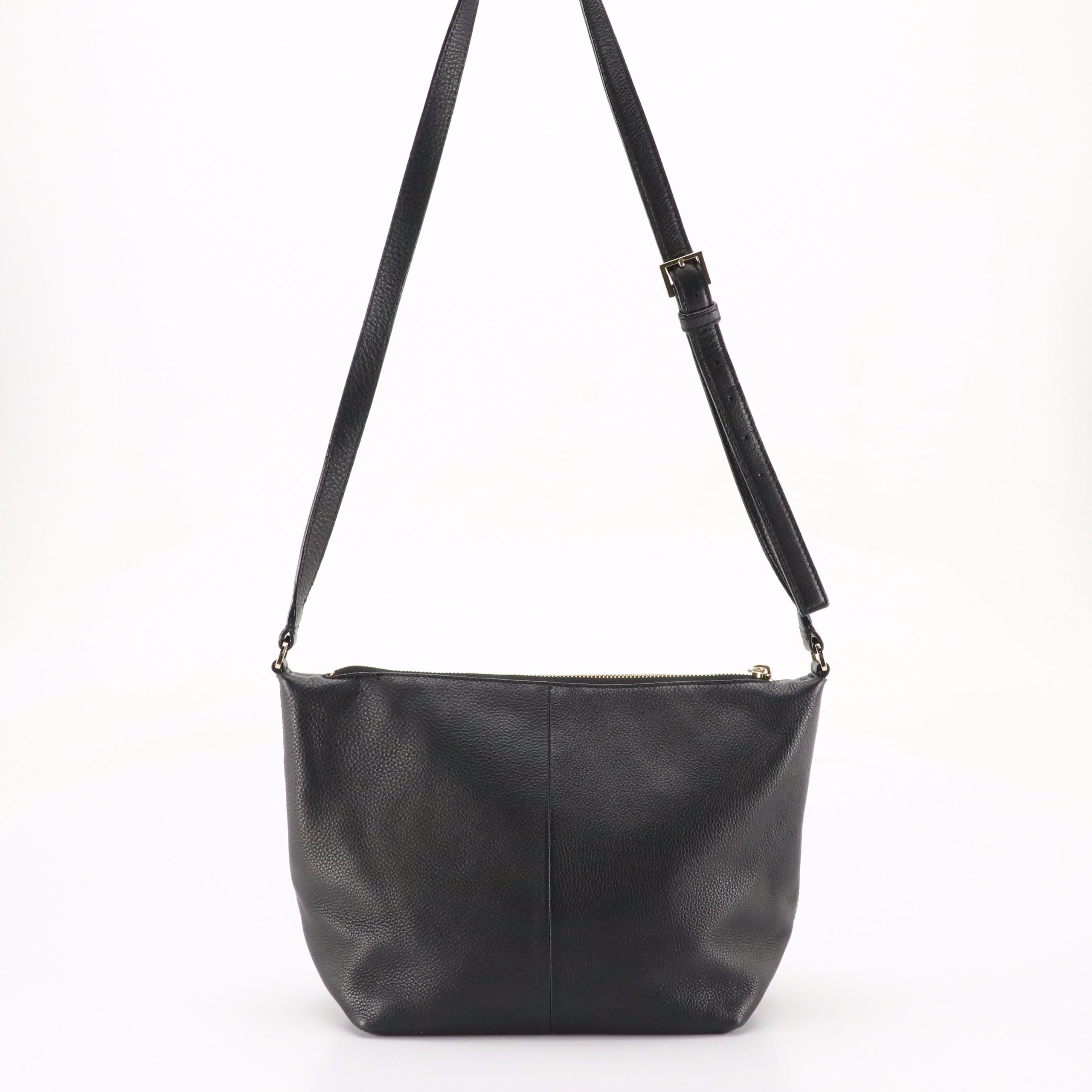 Kate Spade New York Black Grain Leather Zip-Top Shoulder Bag