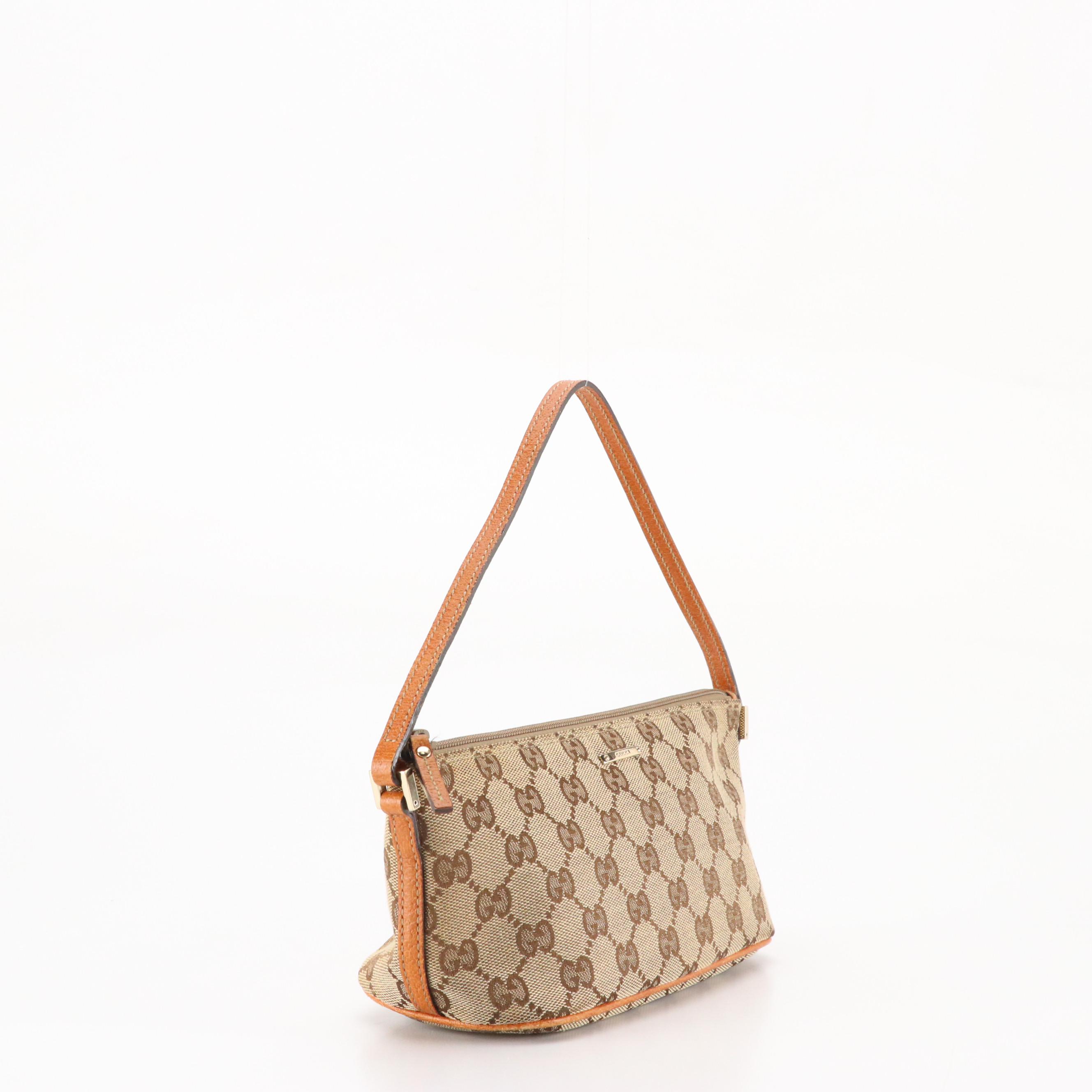 Gucci Boat Pochette in Monogram Canvas and Leather Trim