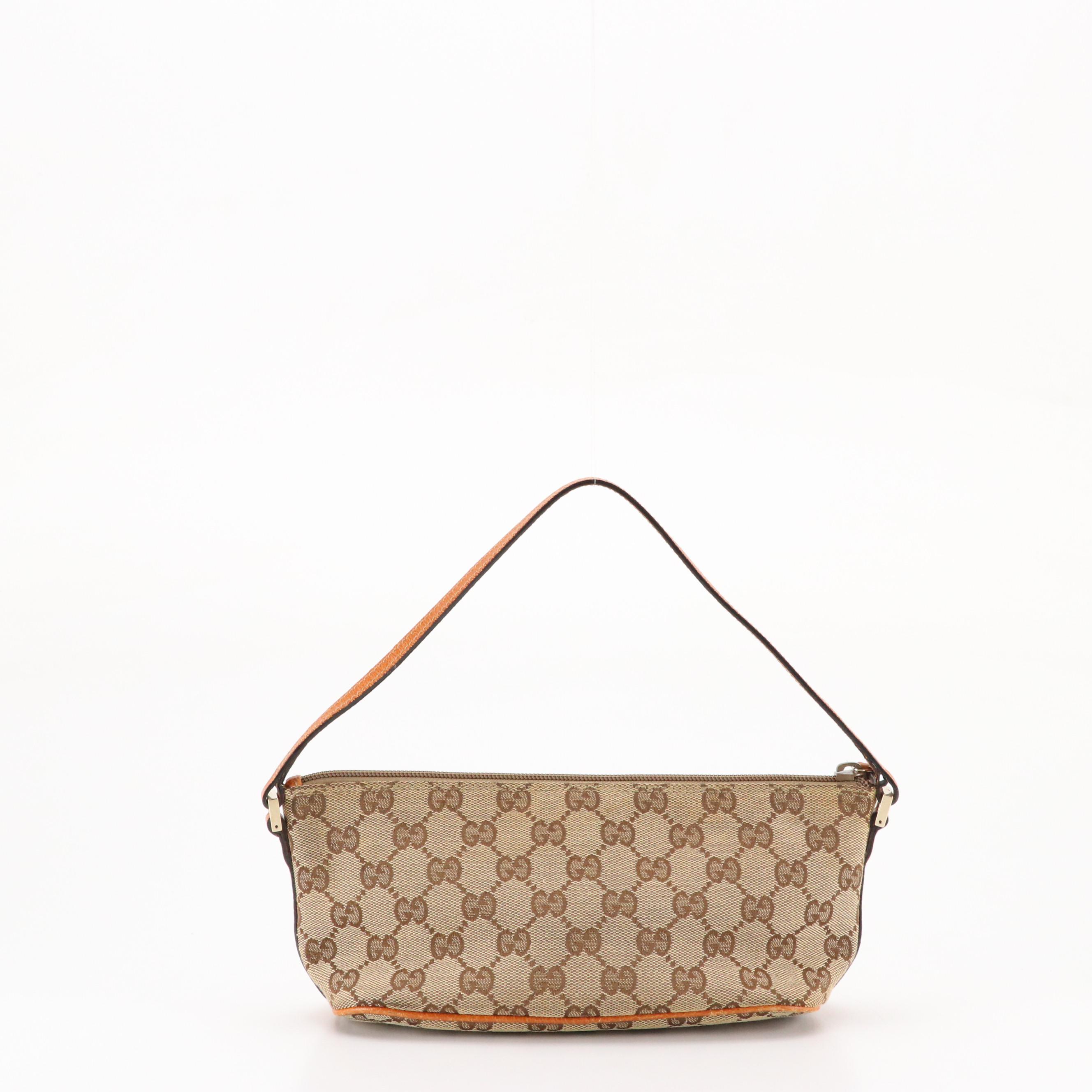 Gucci Boat Pochette in Monogram Canvas and Leather Trim