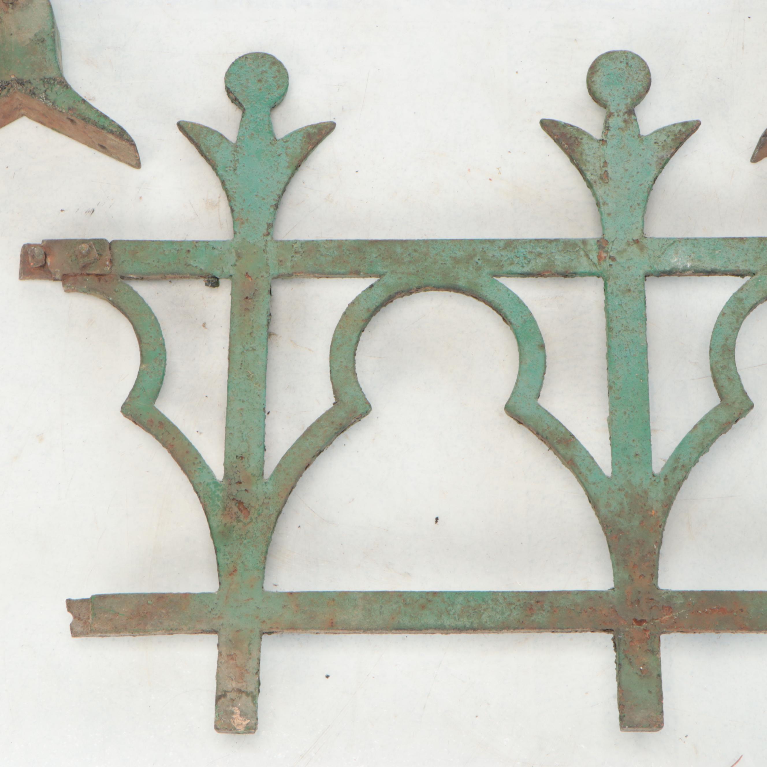 Architectural Salvage Cast Iron Trellis Work and Fence Topper Segments