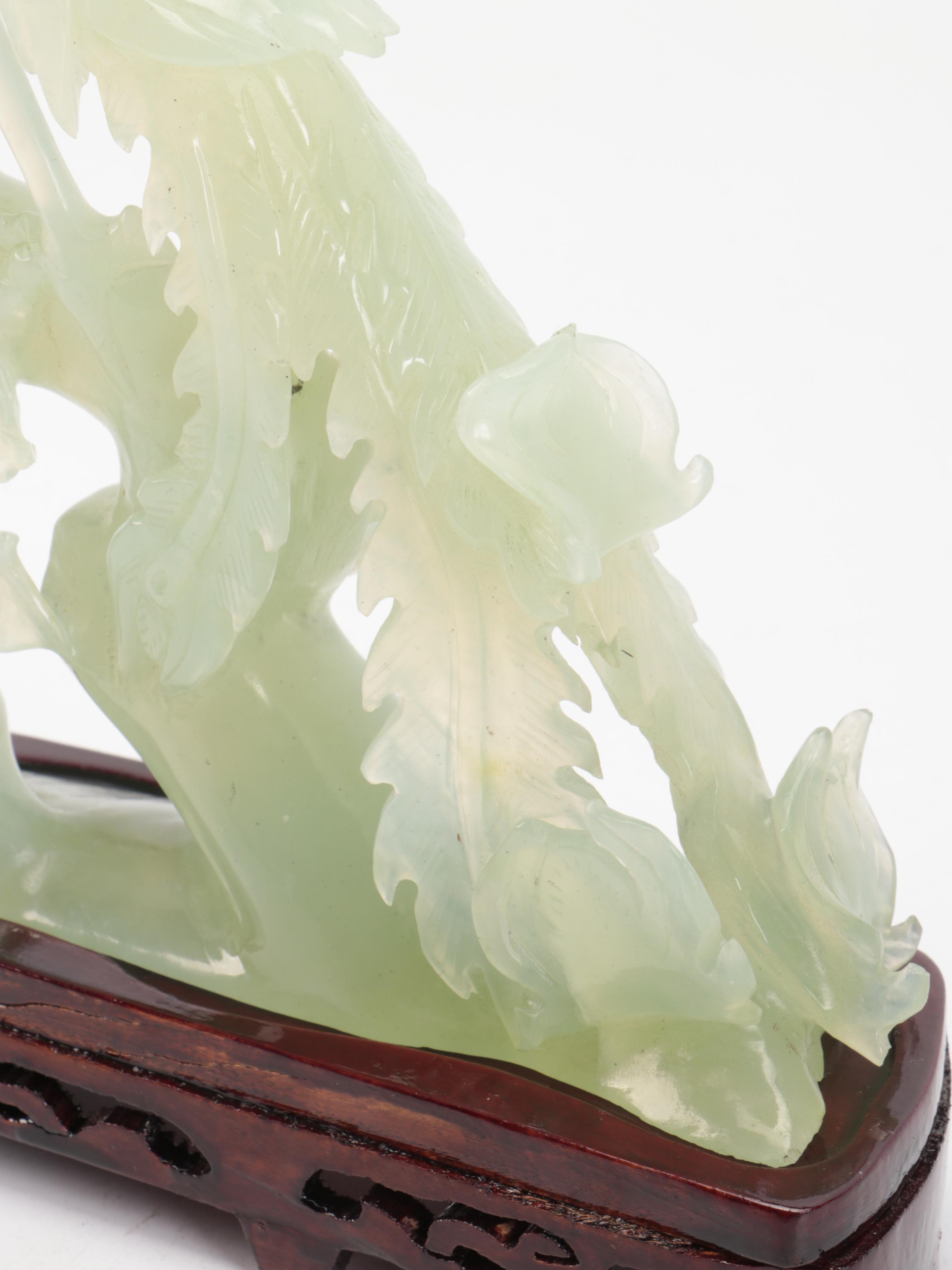 Chinese Carved Serpentine Peacock