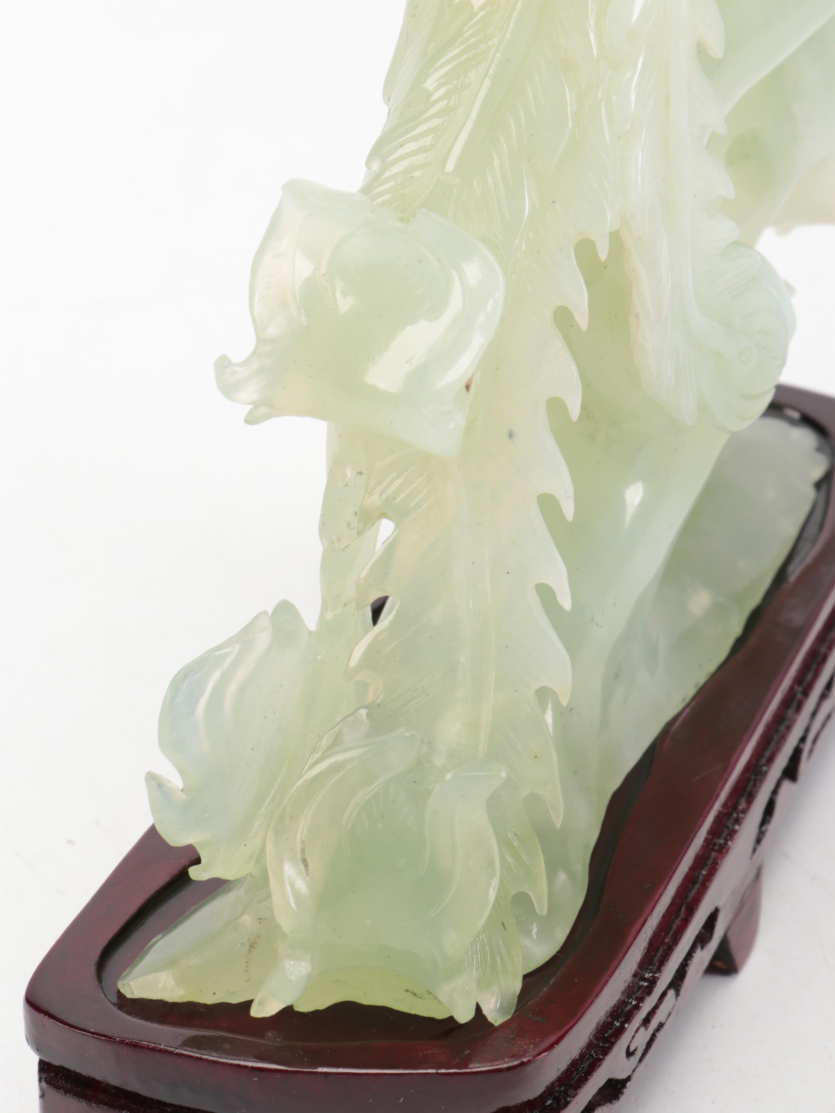 Chinese Carved Serpentine Peacock