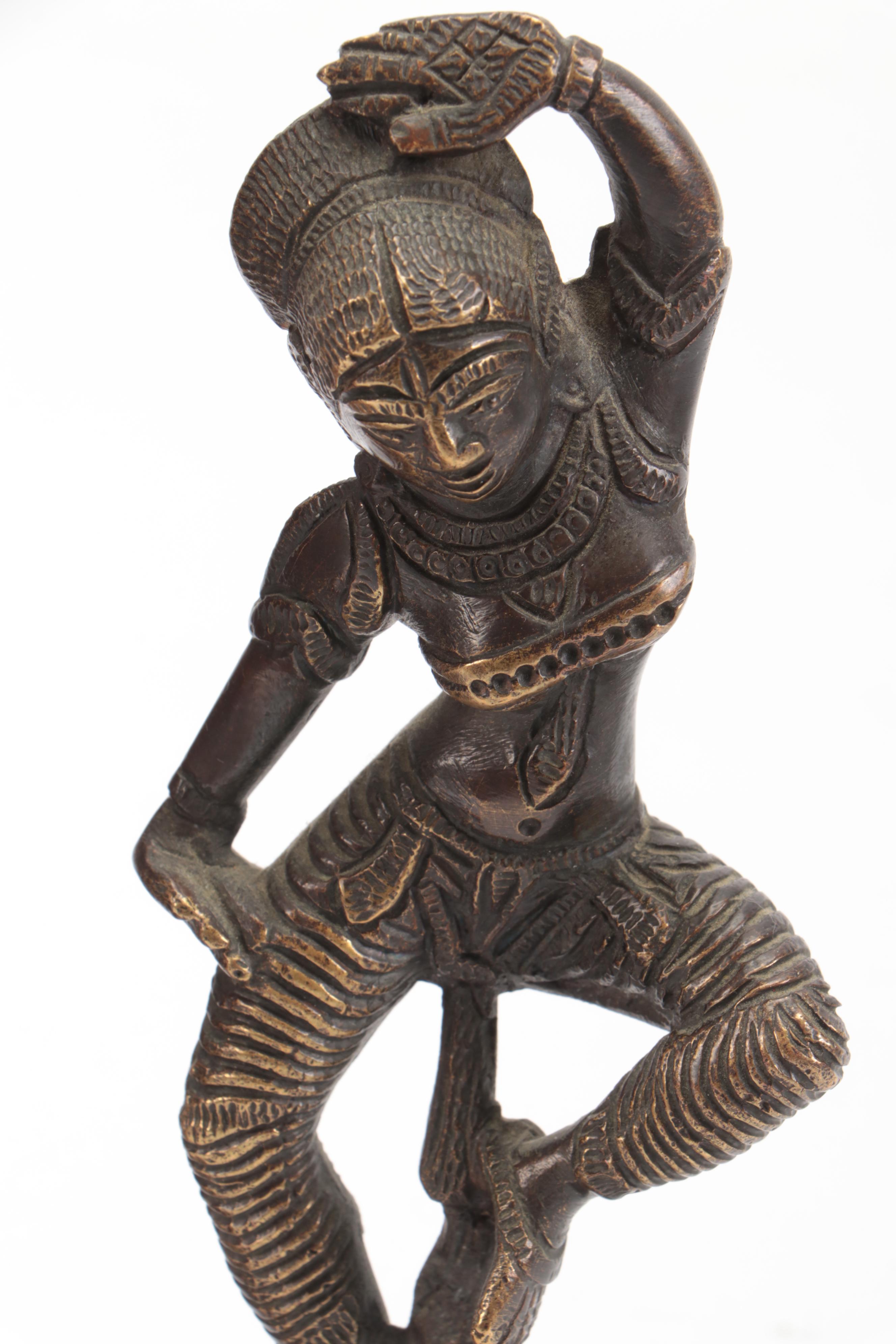 Chinese Carved Immortal Figure with Hindu Devi Goddess and Calcite Snuff Bottle