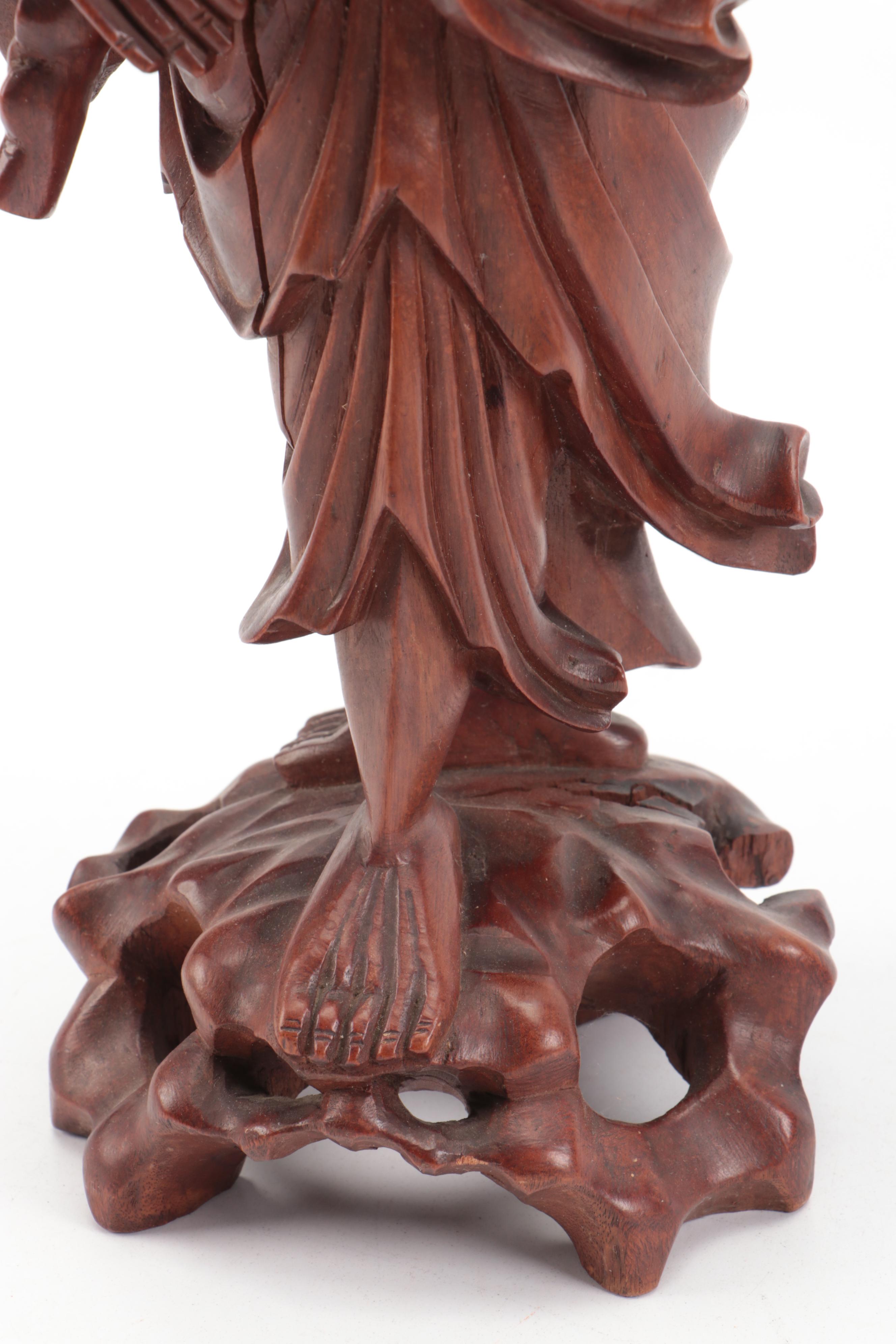 Chinese Carved Immortal Figure with Hindu Devi Goddess and Calcite Snuff Bottle