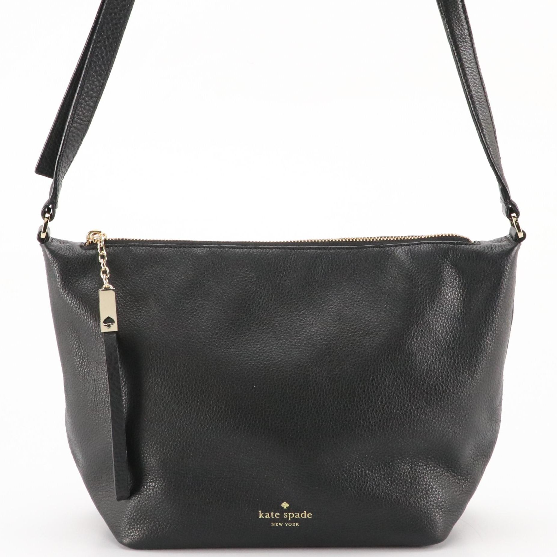 Kate Spade New York Black Grain Leather Zip-Top Shoulder Bag