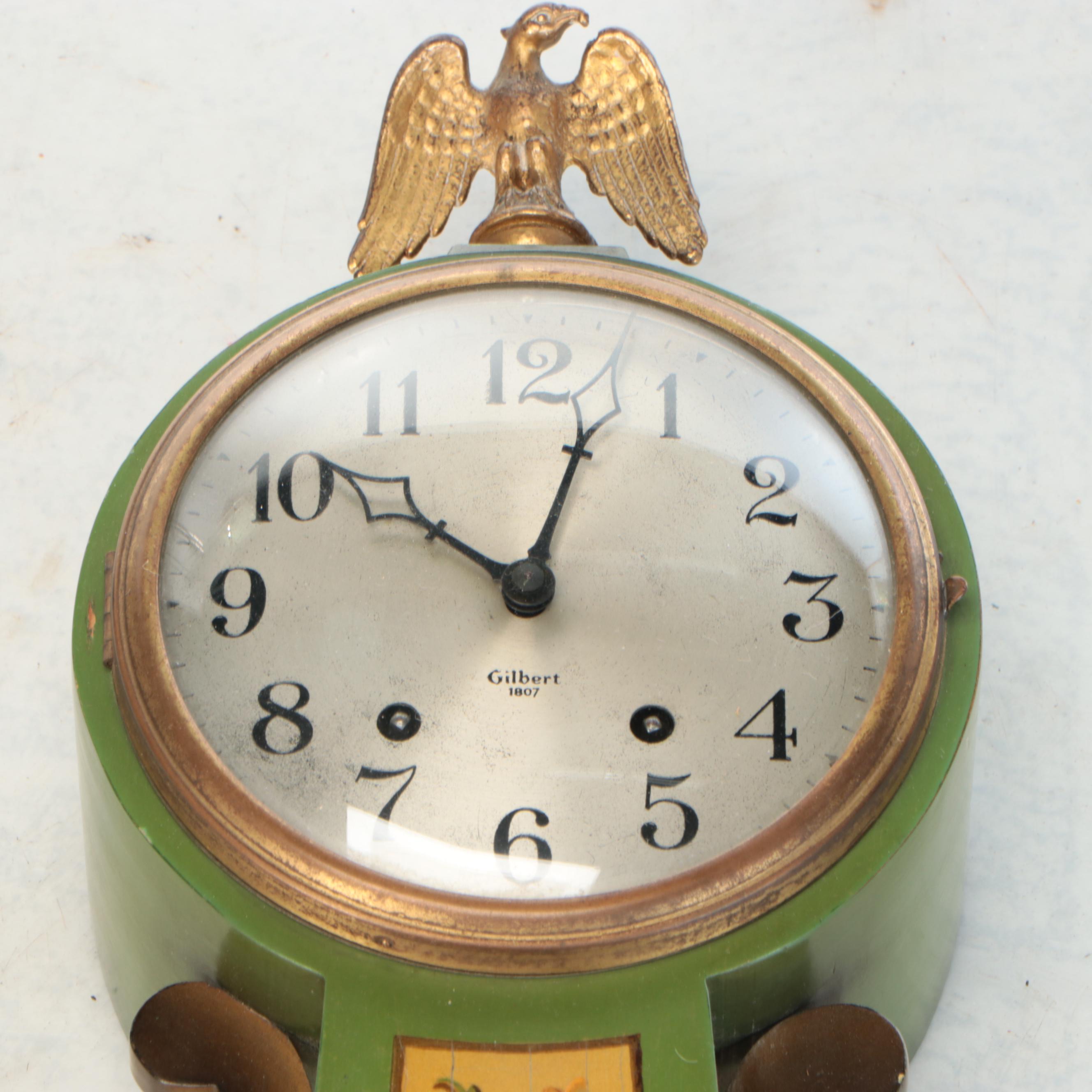 Gilbert Wooden Banjo Wall Clock, Early 20th C.
