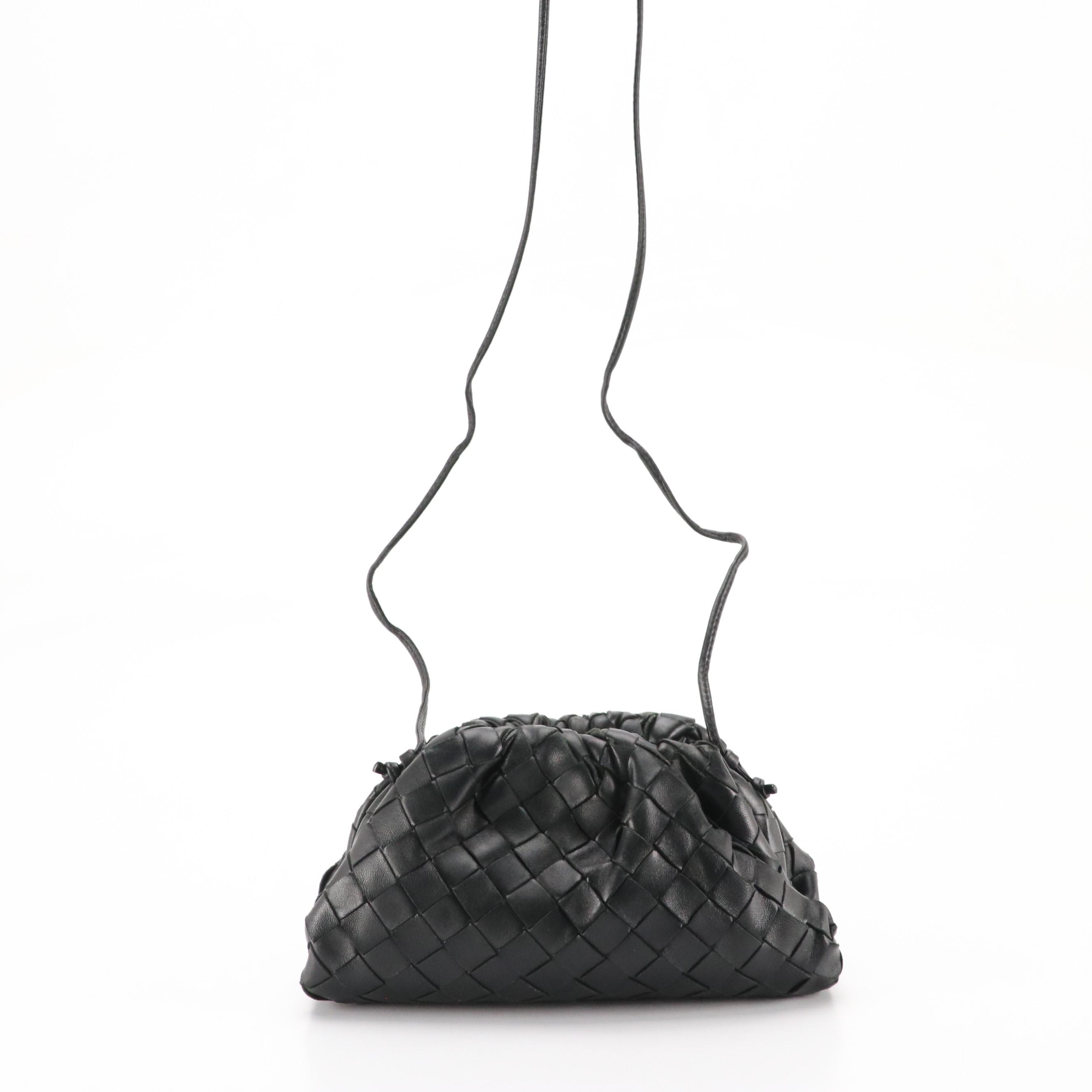 Bottega Veneta Mini Crossbody Pouch in Black Intrecciato Nappa Leather