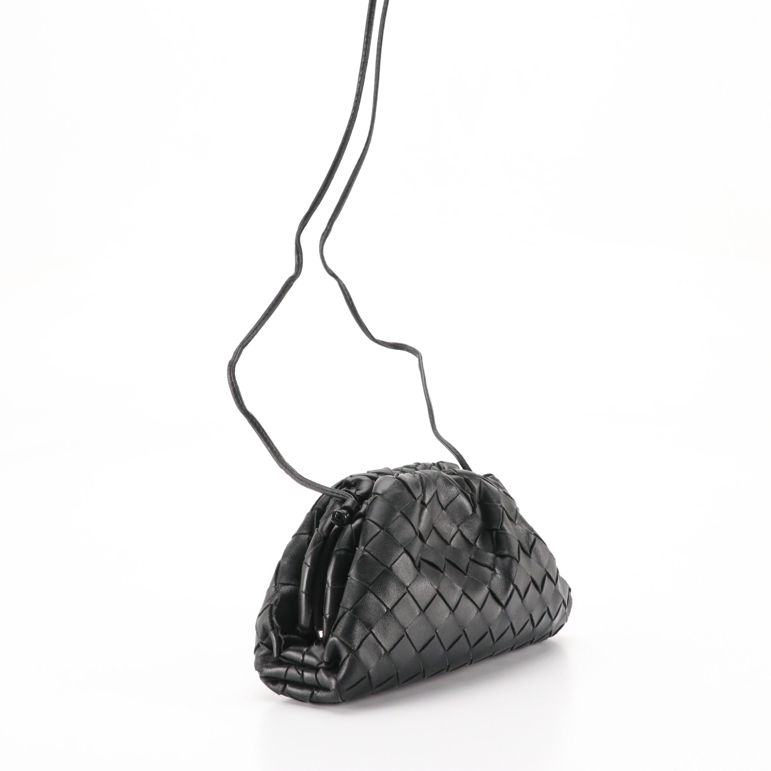 Bottega Veneta Mini Crossbody Pouch in Black Intrecciato Nappa Leather