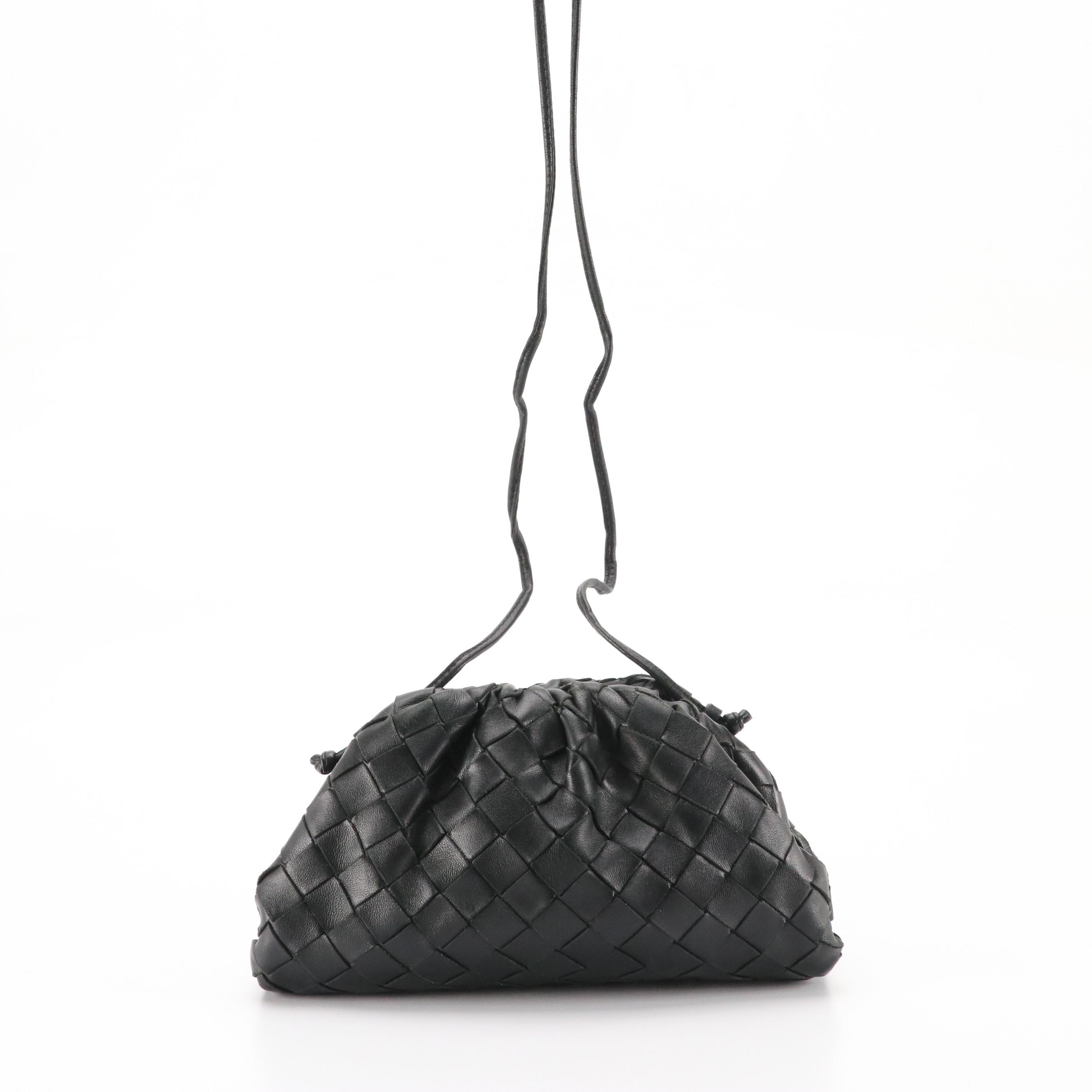 Bottega Veneta Mini Crossbody Pouch in Black Intrecciato Nappa Leather