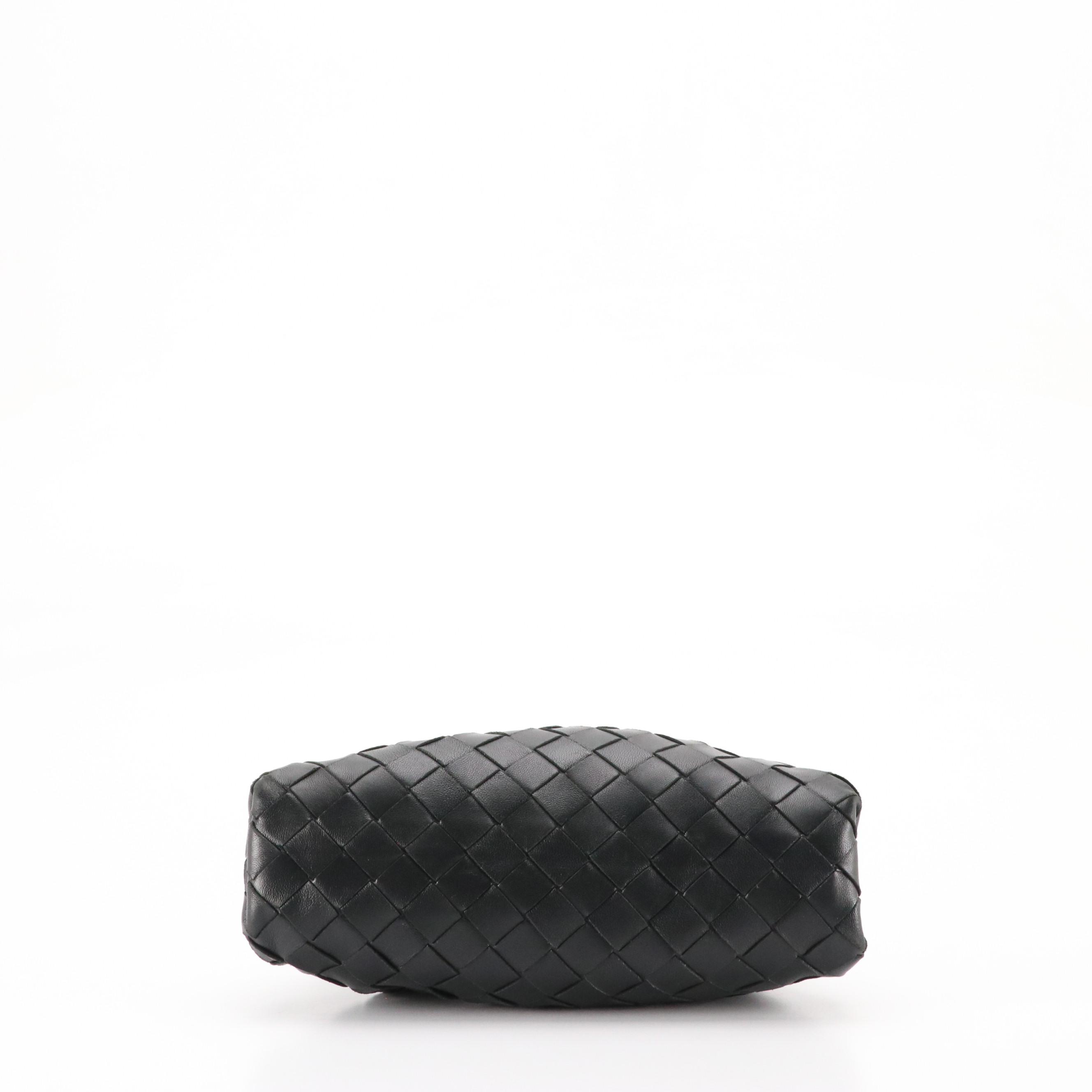 Bottega Veneta Mini Crossbody Pouch in Black Intrecciato Nappa Leather