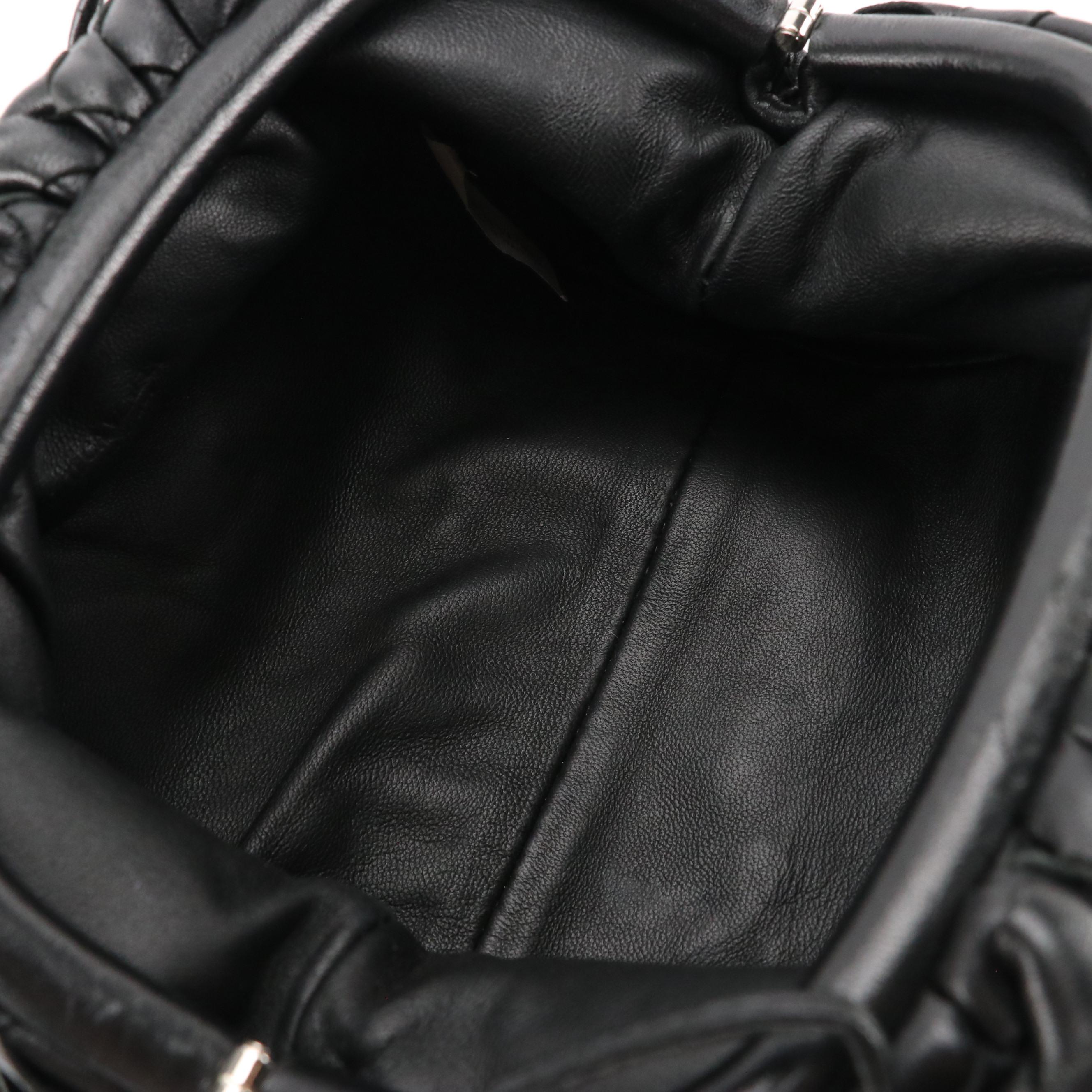 Bottega Veneta Mini Crossbody Pouch in Black Intrecciato Nappa Leather