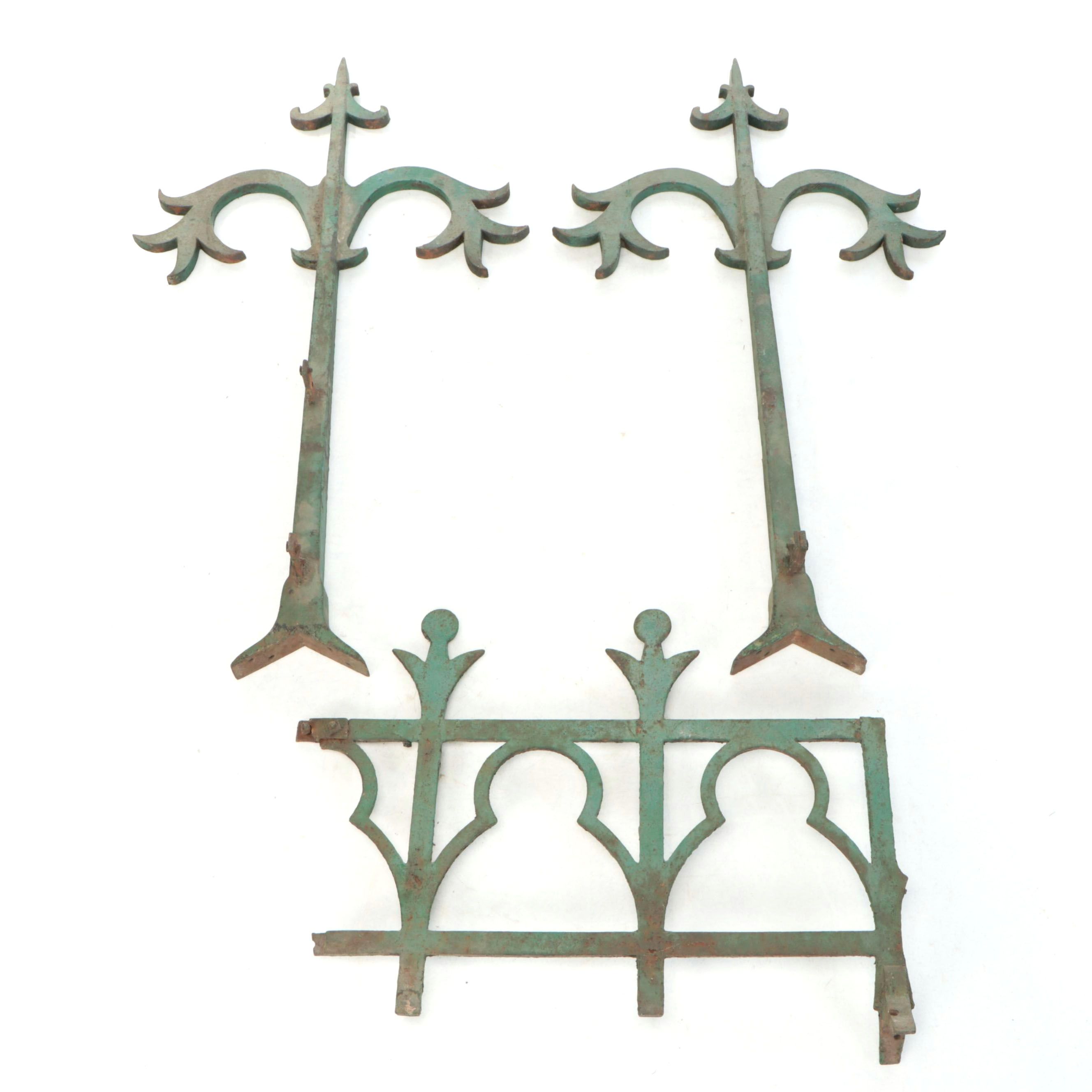 Architectural Salvage Cast Iron Trellis Work and Fence Topper Segments