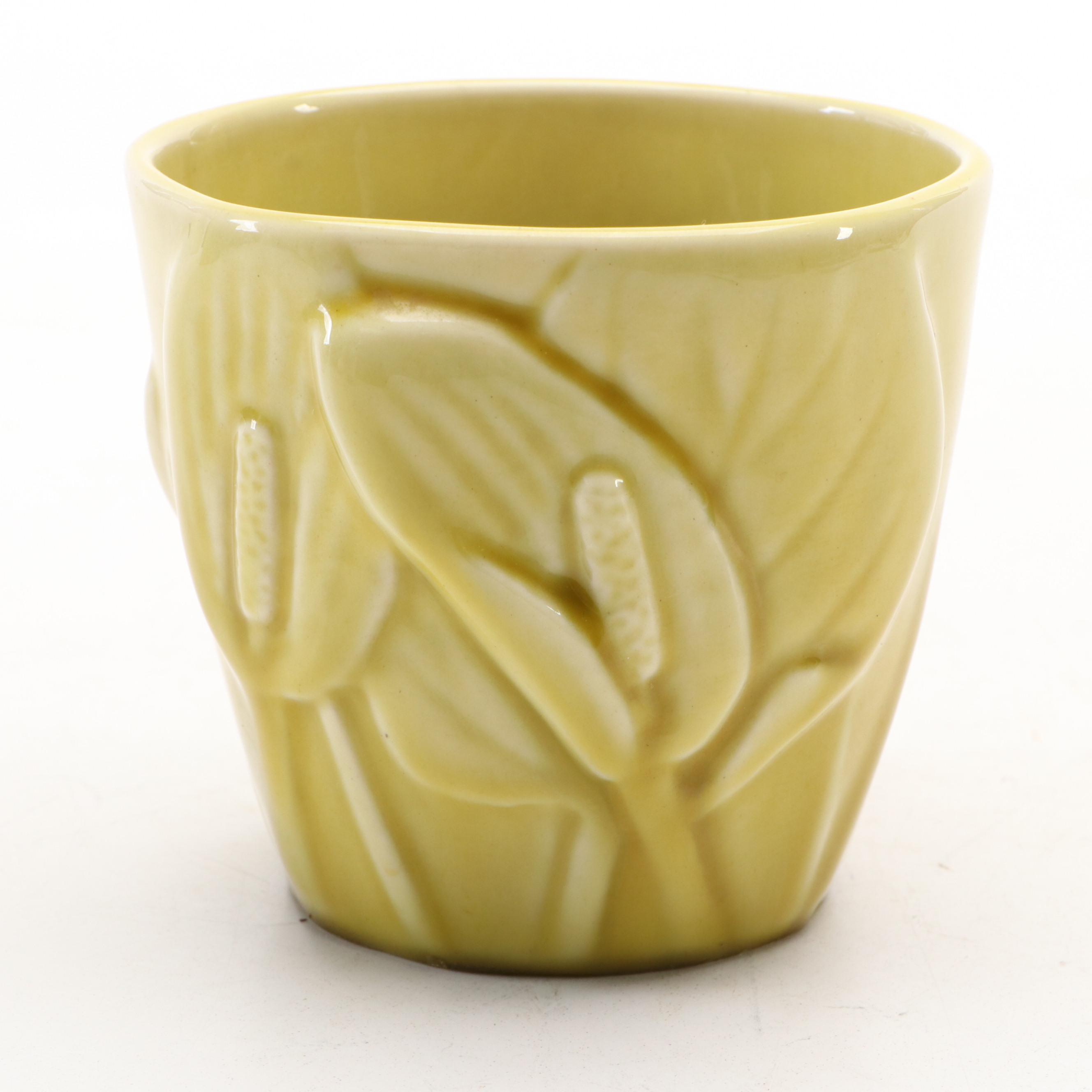 Rookwood Pottery Yellow Ceramic Peace Lilly Vase, 1941