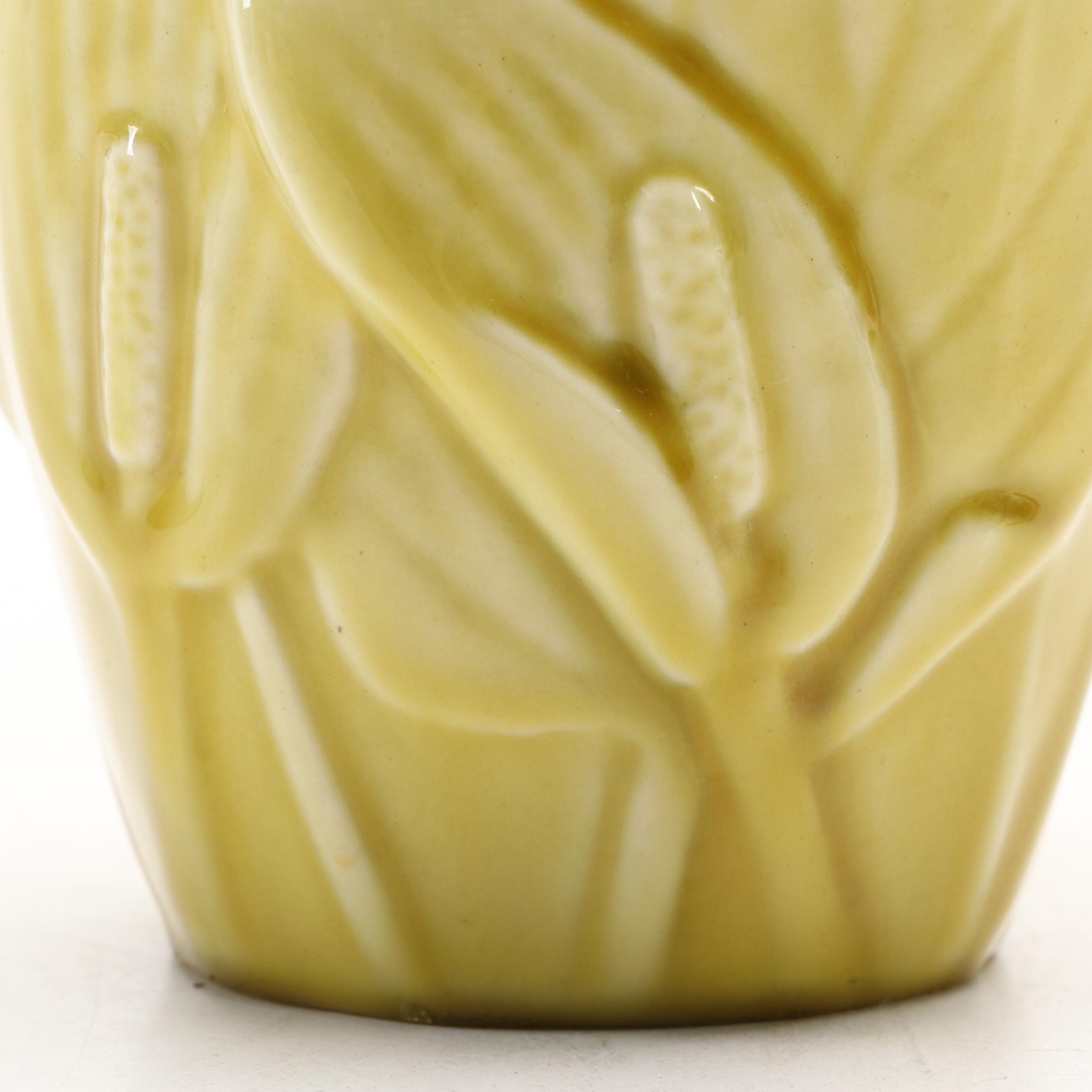 Rookwood Pottery Yellow Ceramic Peace Lilly Vase, 1941