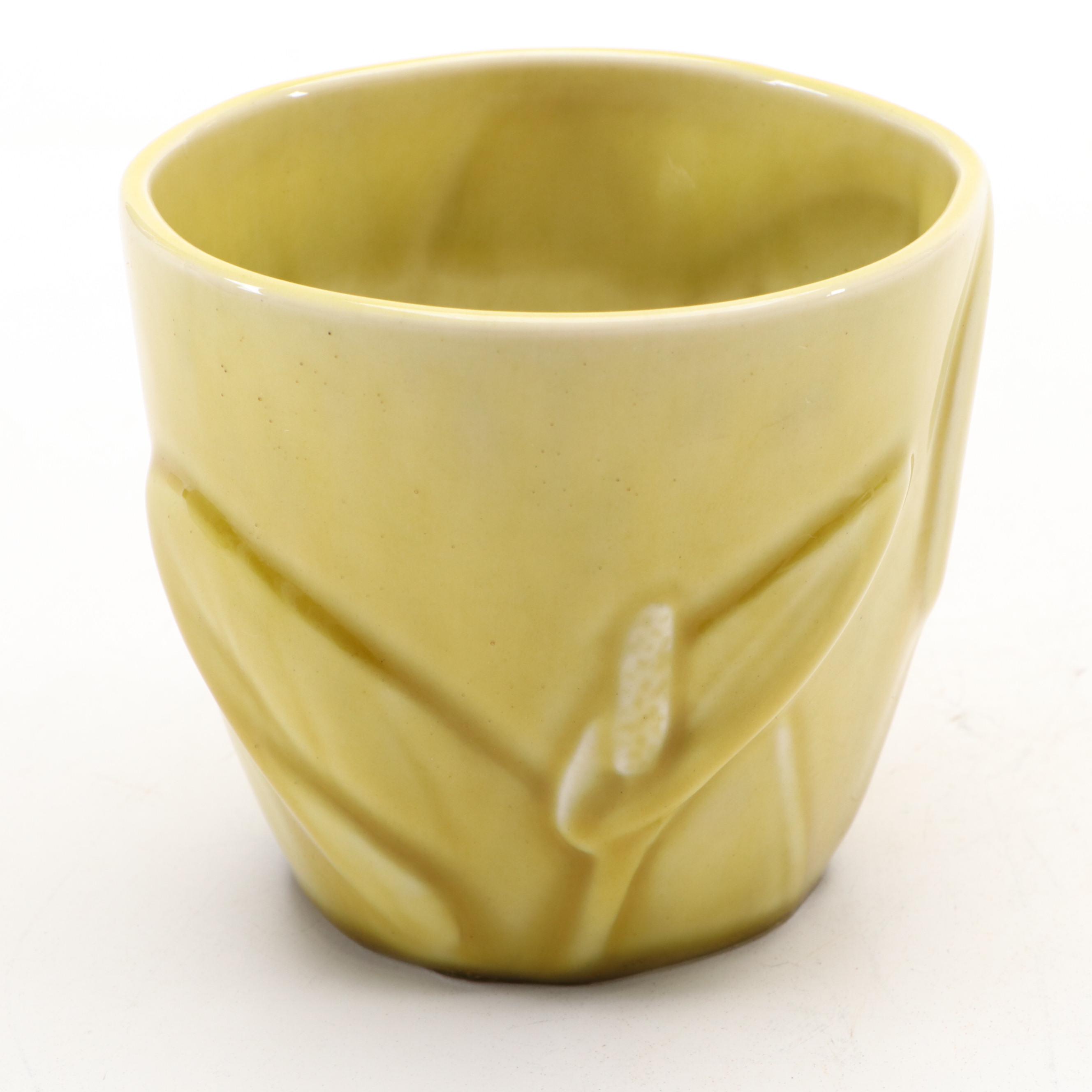 Rookwood Pottery Yellow Ceramic Peace Lilly Vase, 1941