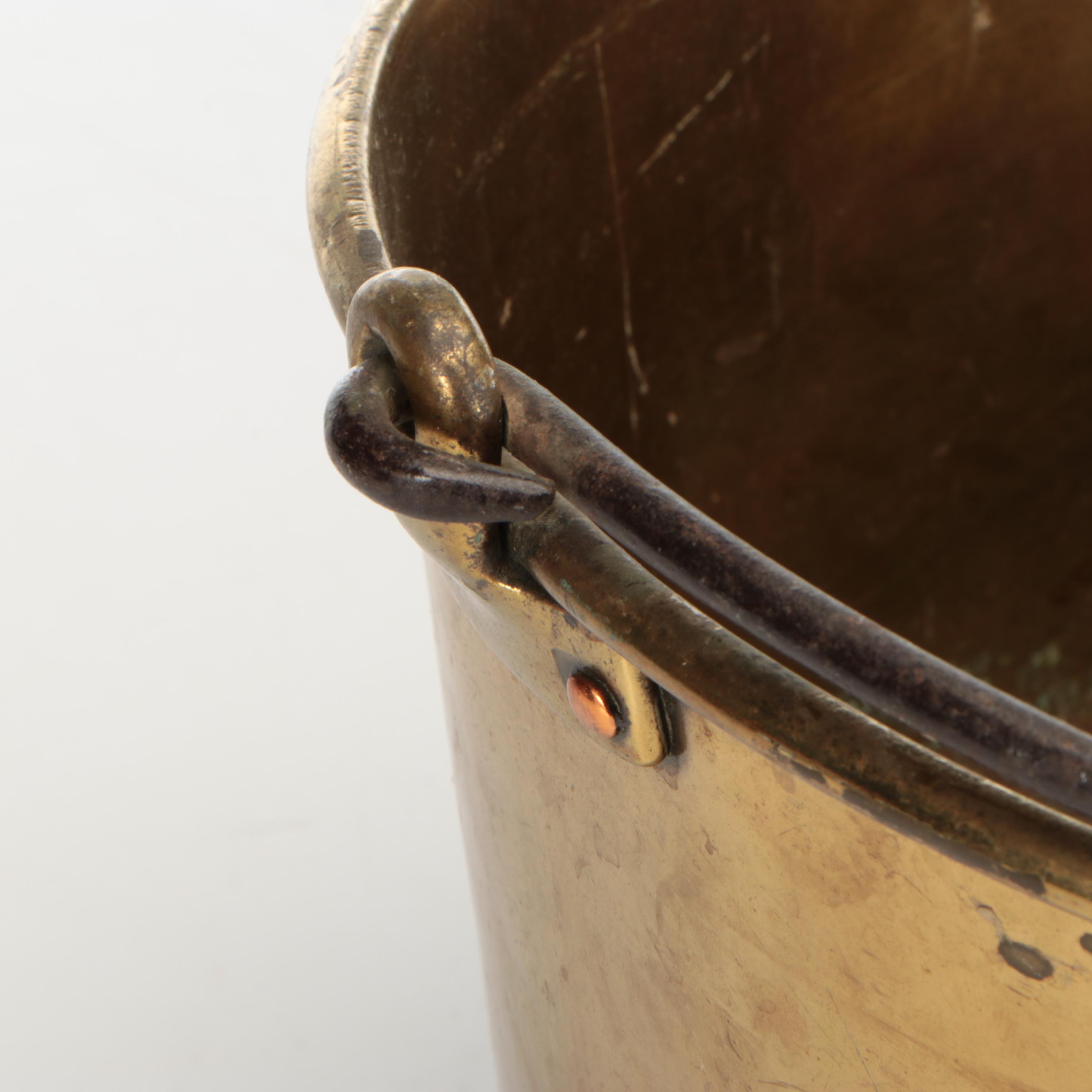 Etched Rooster and Other Brass Buckets