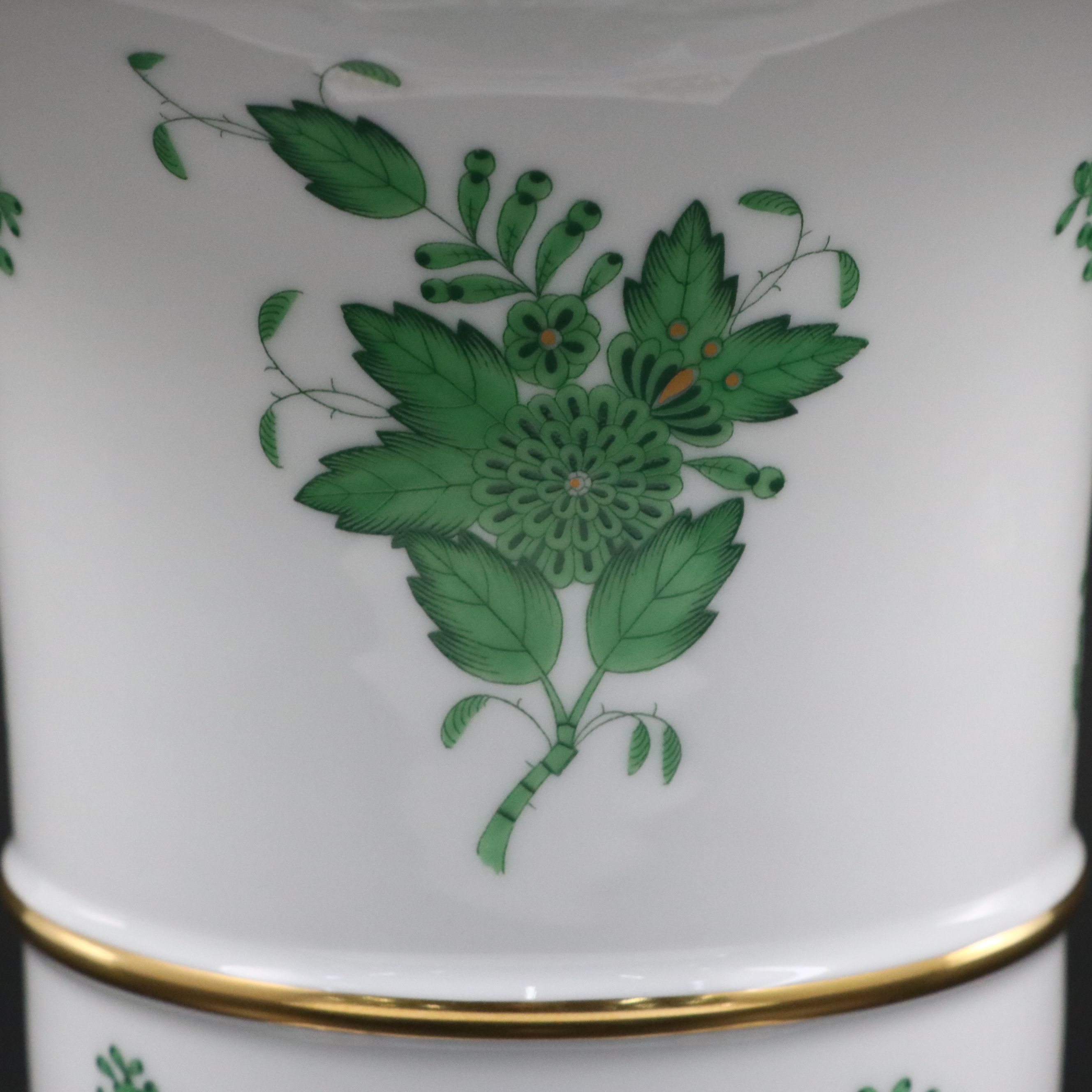 Herend Green "Chinese Bouquet" Porcelain Urn Vase, 1998