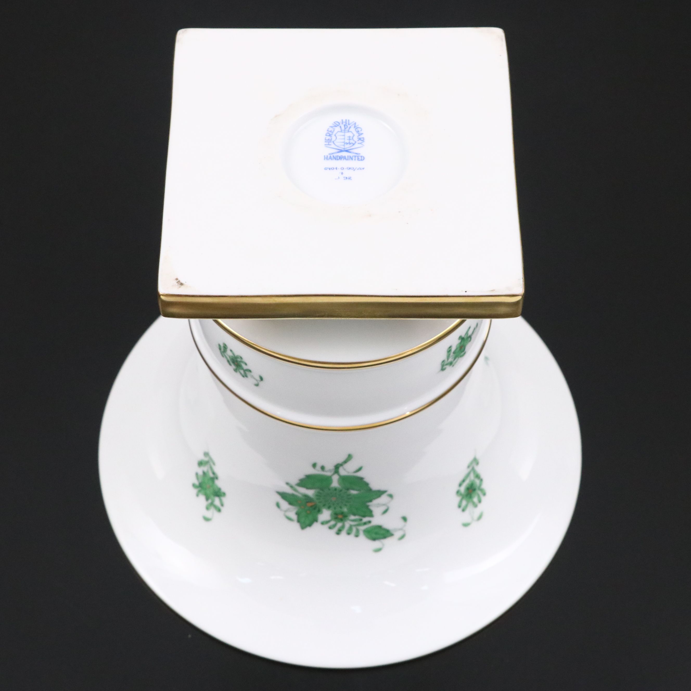 Herend Green "Chinese Bouquet" Porcelain Urn Vase, 1998