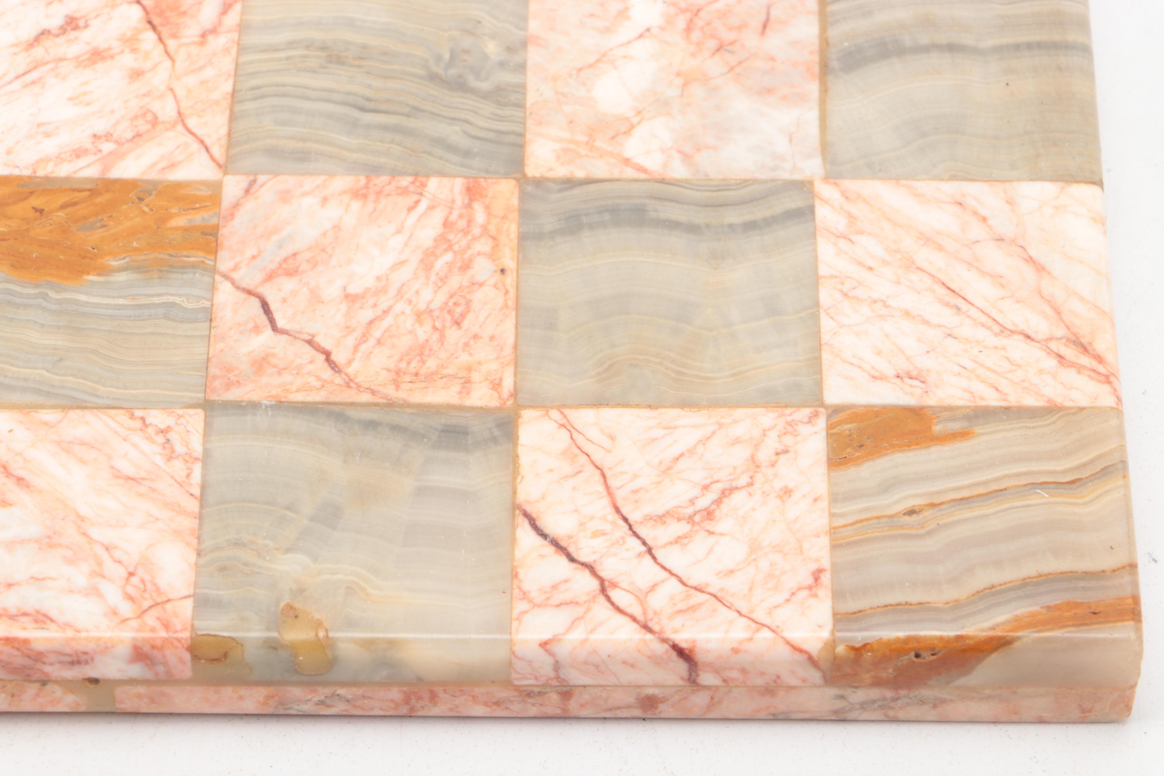 Horse Head Bookends with Calcite and Marble Chess Set