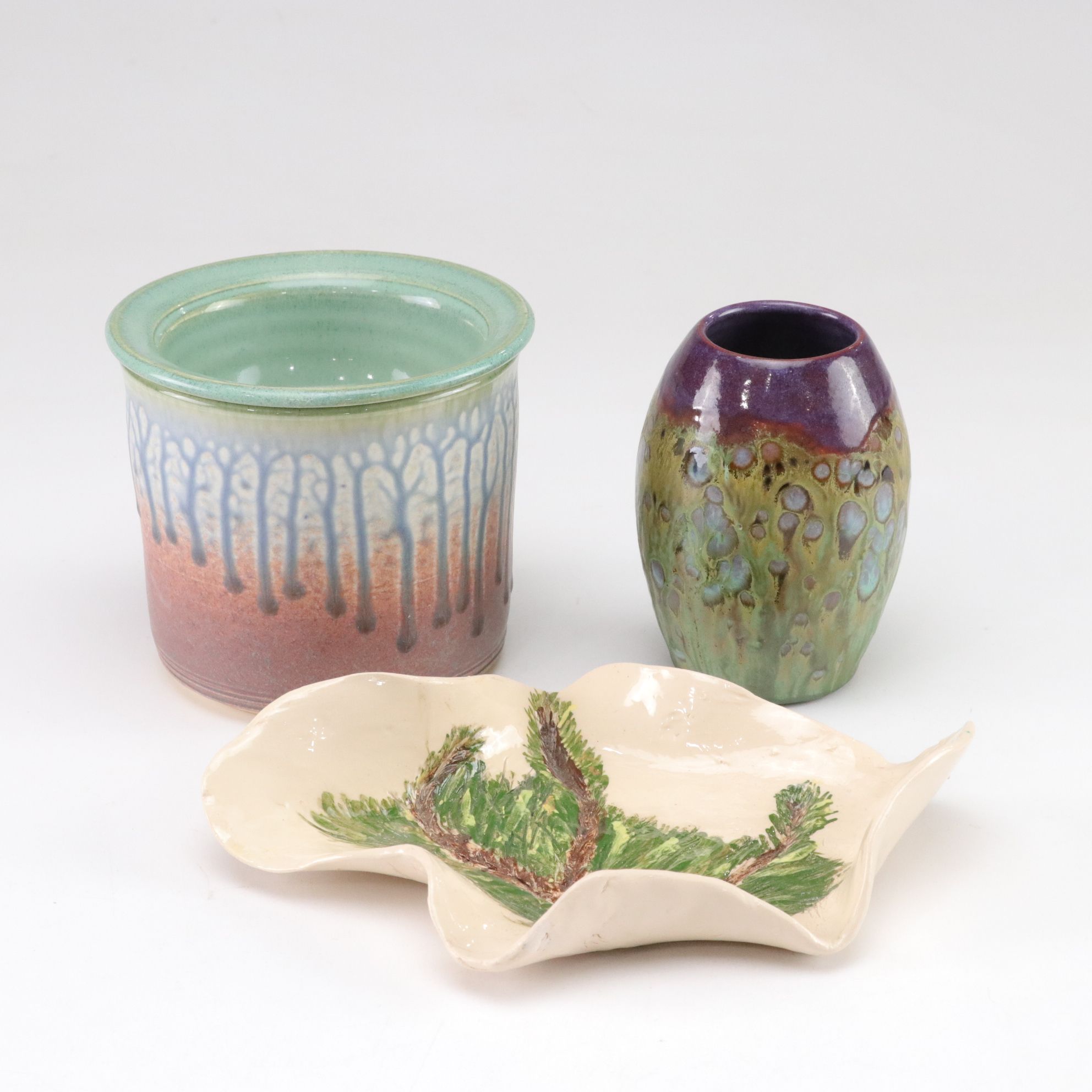 Hand-Crafted Drip Glaze Wax Warmer, Bud Vase & Tray