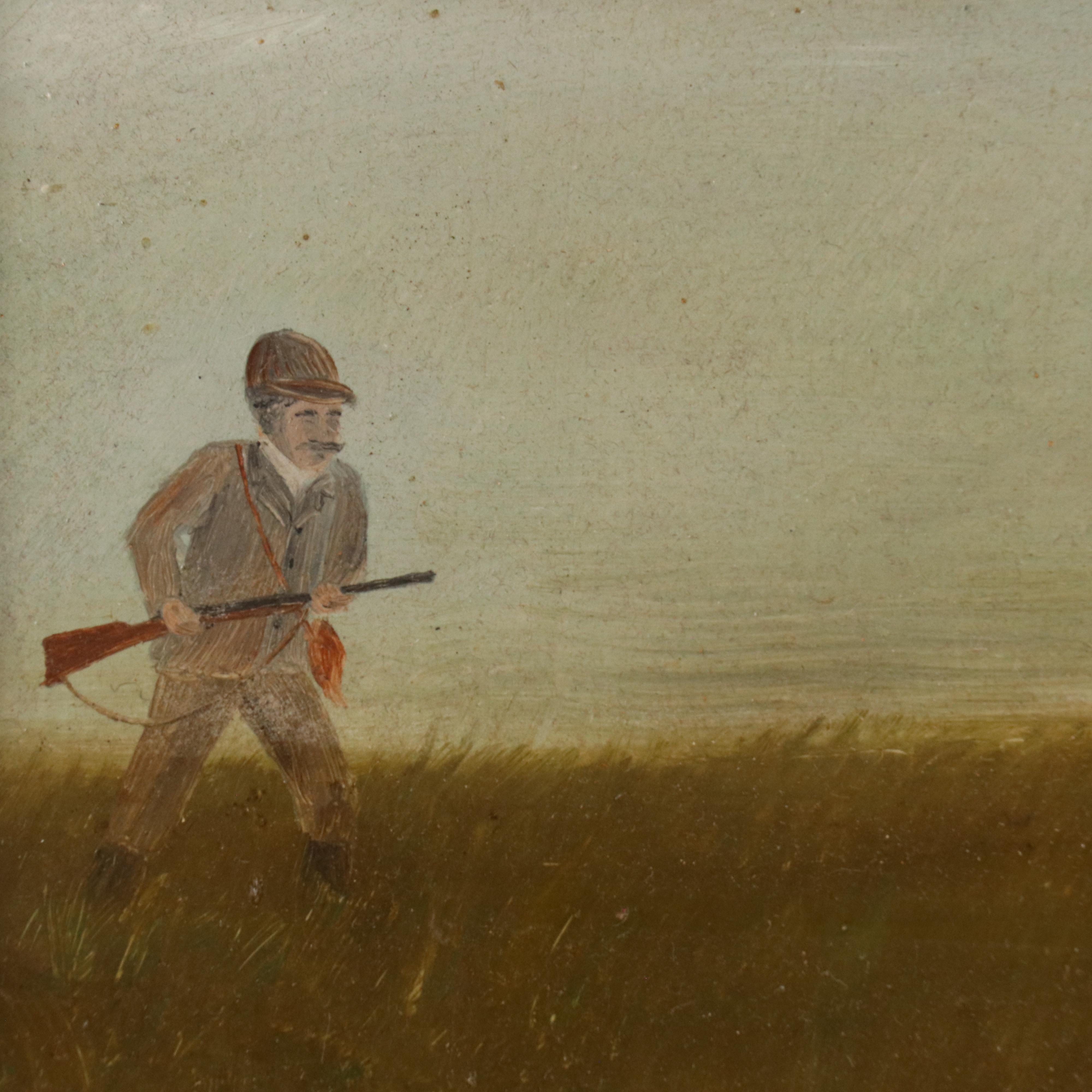 Oil Painting of Hunting Dog Scene, Mid–Late 20th Century