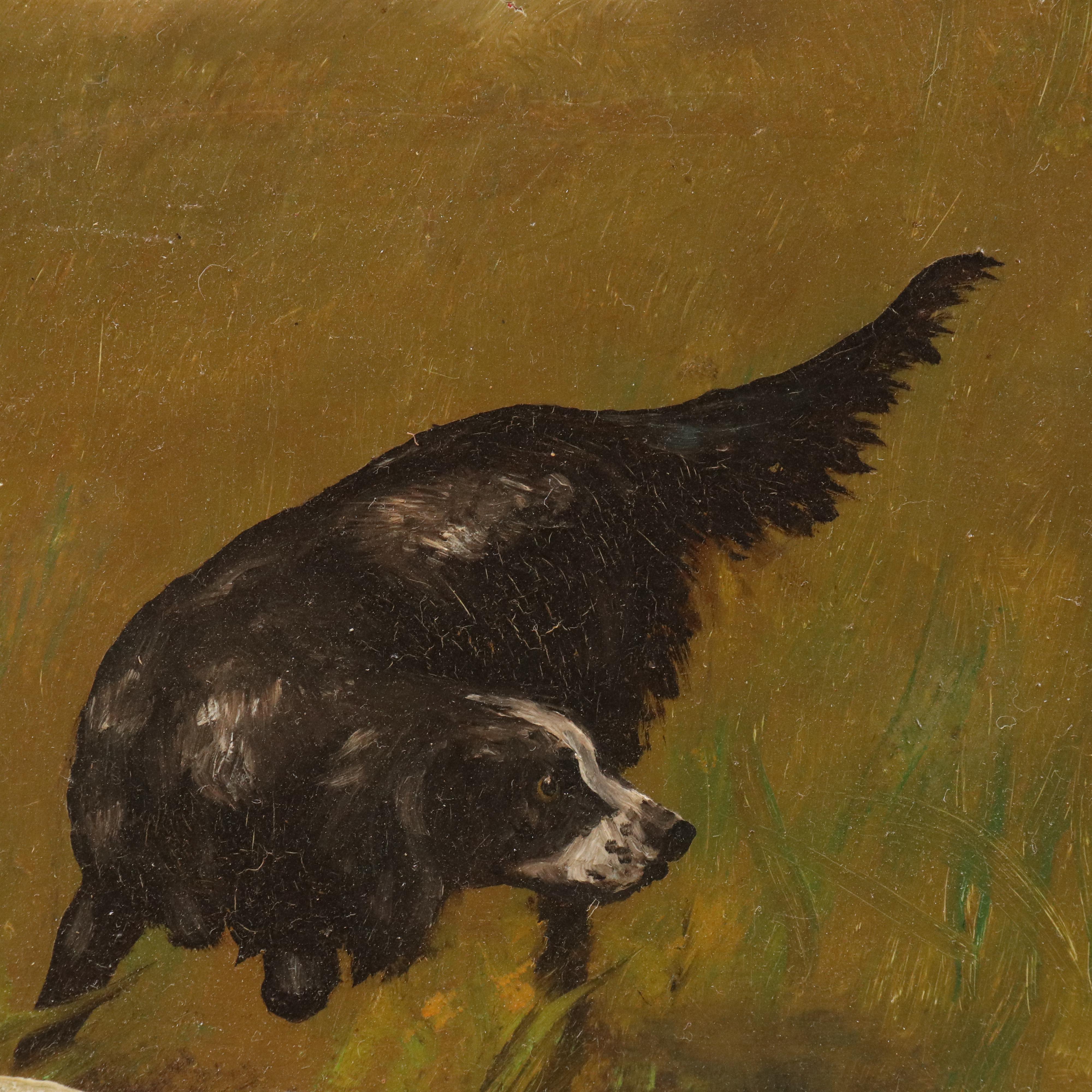 Oil Painting of Hunting Dog Scene, Mid–Late 20th Century
