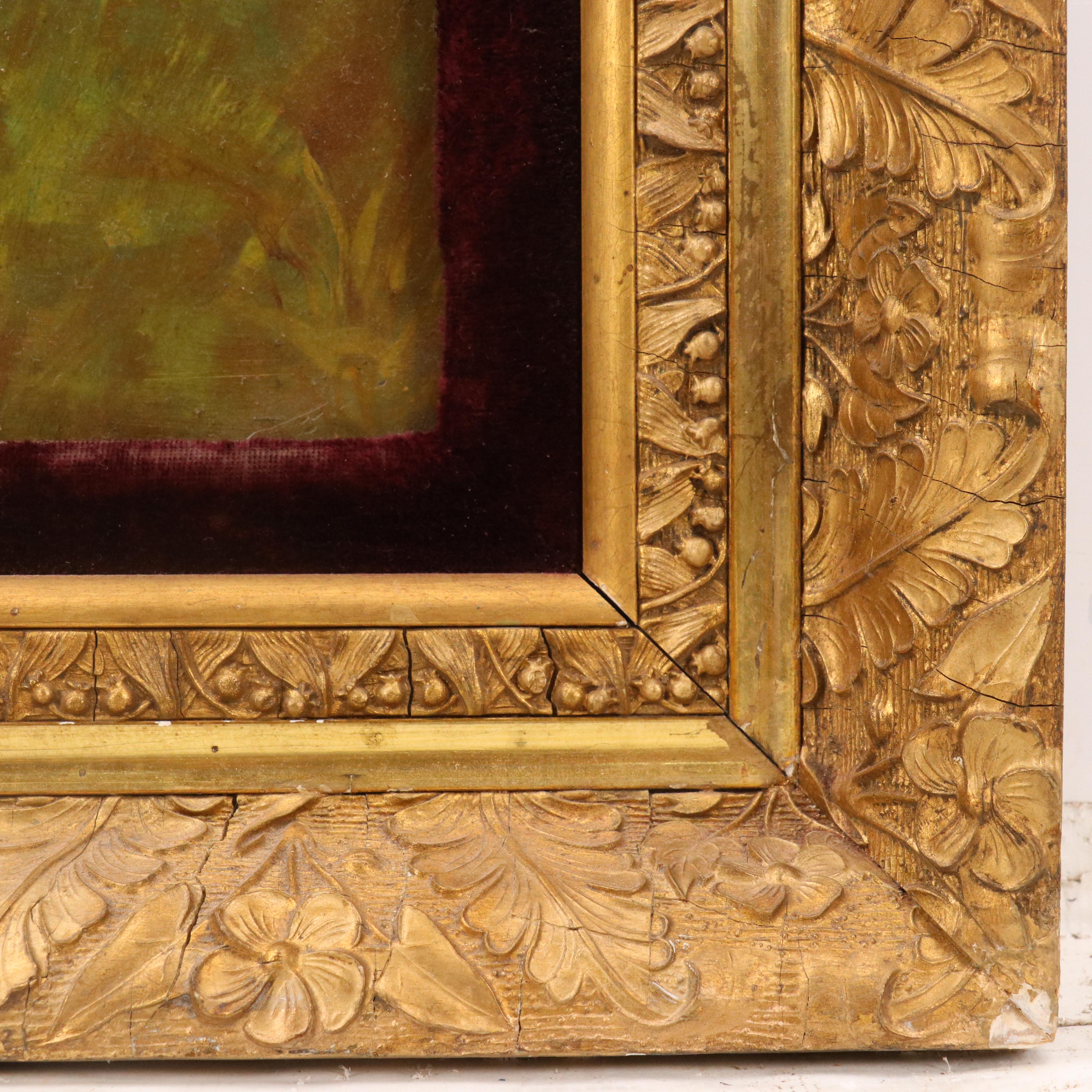 Oil Painting of Hunting Dog Scene, Mid–Late 20th Century