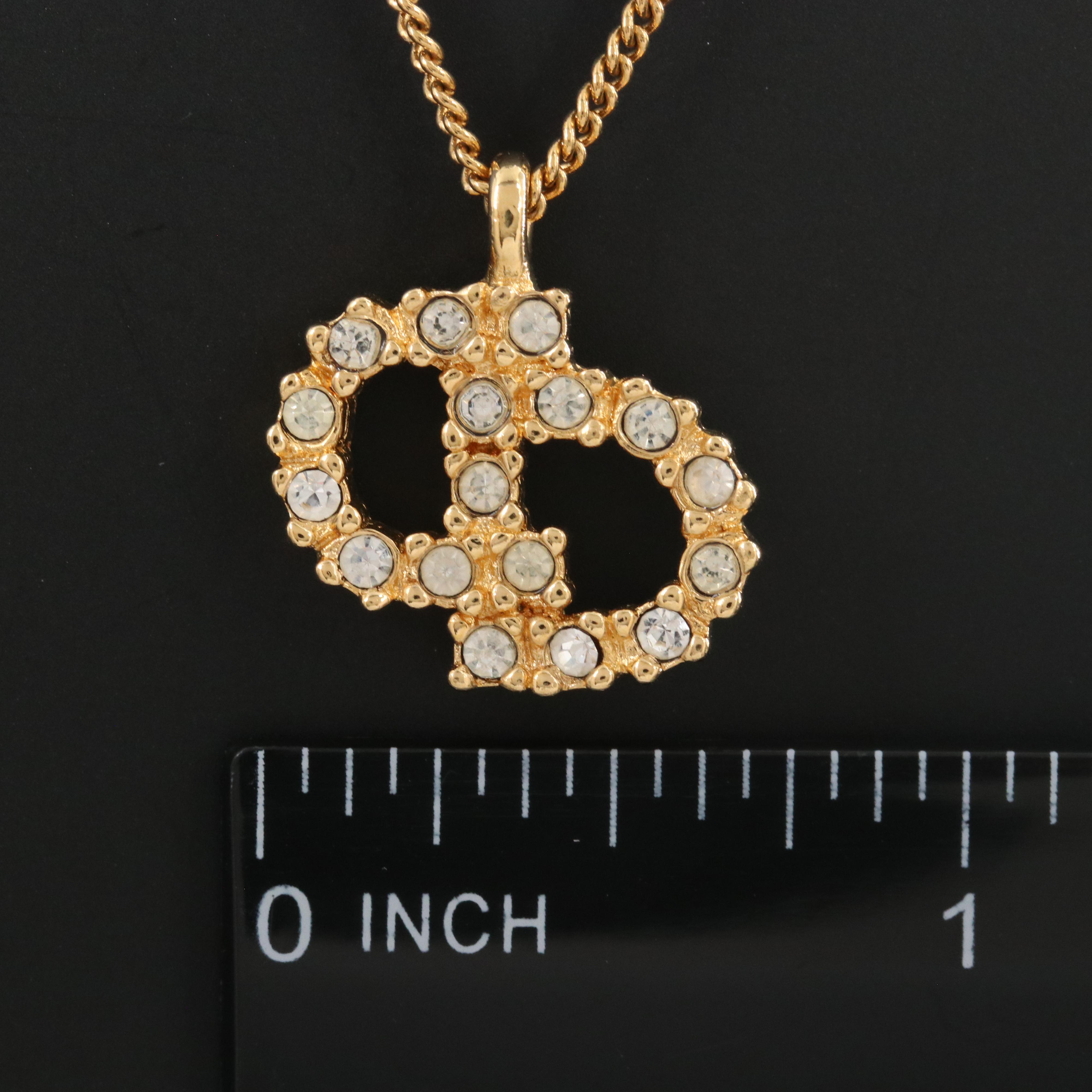 Christian Dior CD Crystal Logo Necklace