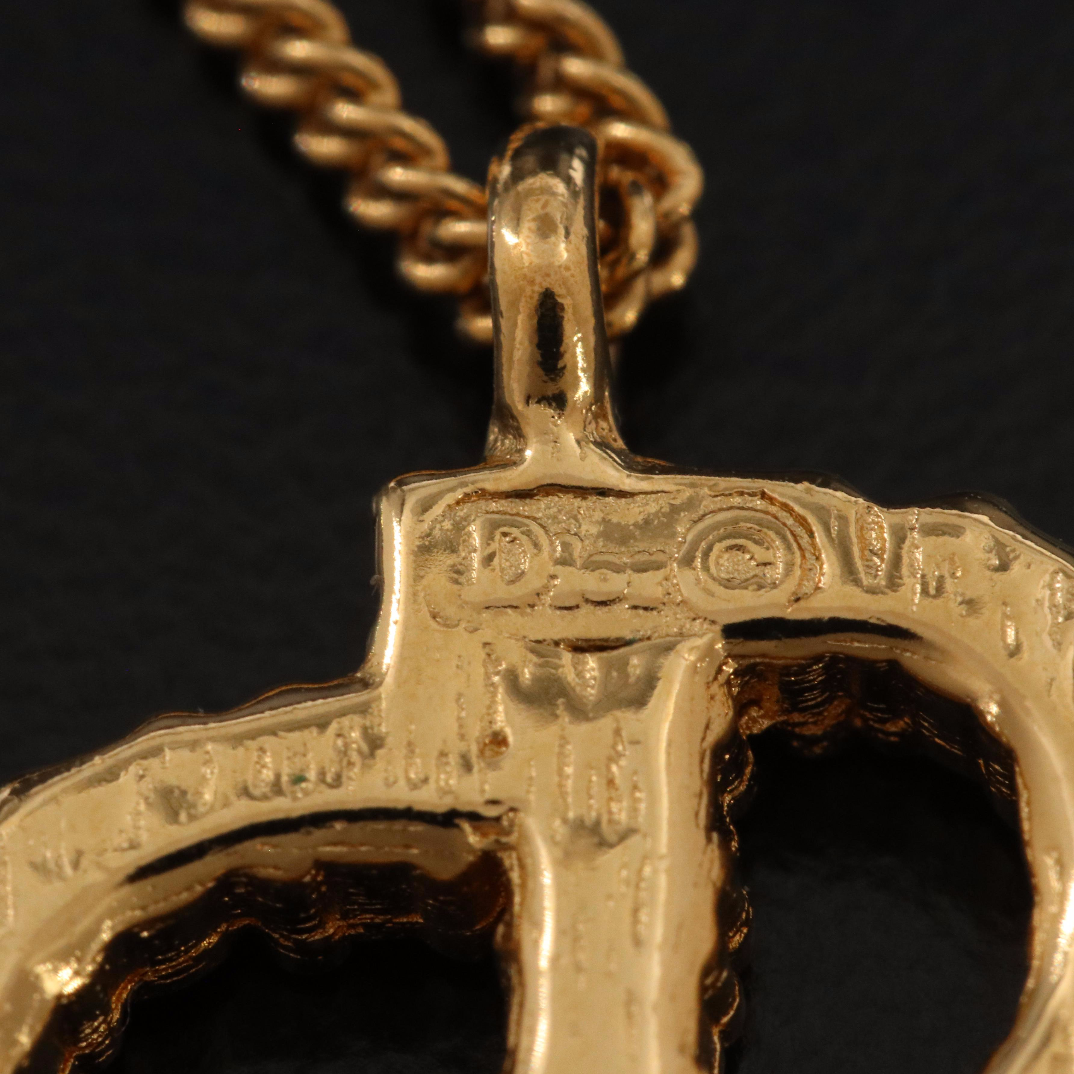 Christian Dior CD Crystal Logo Necklace