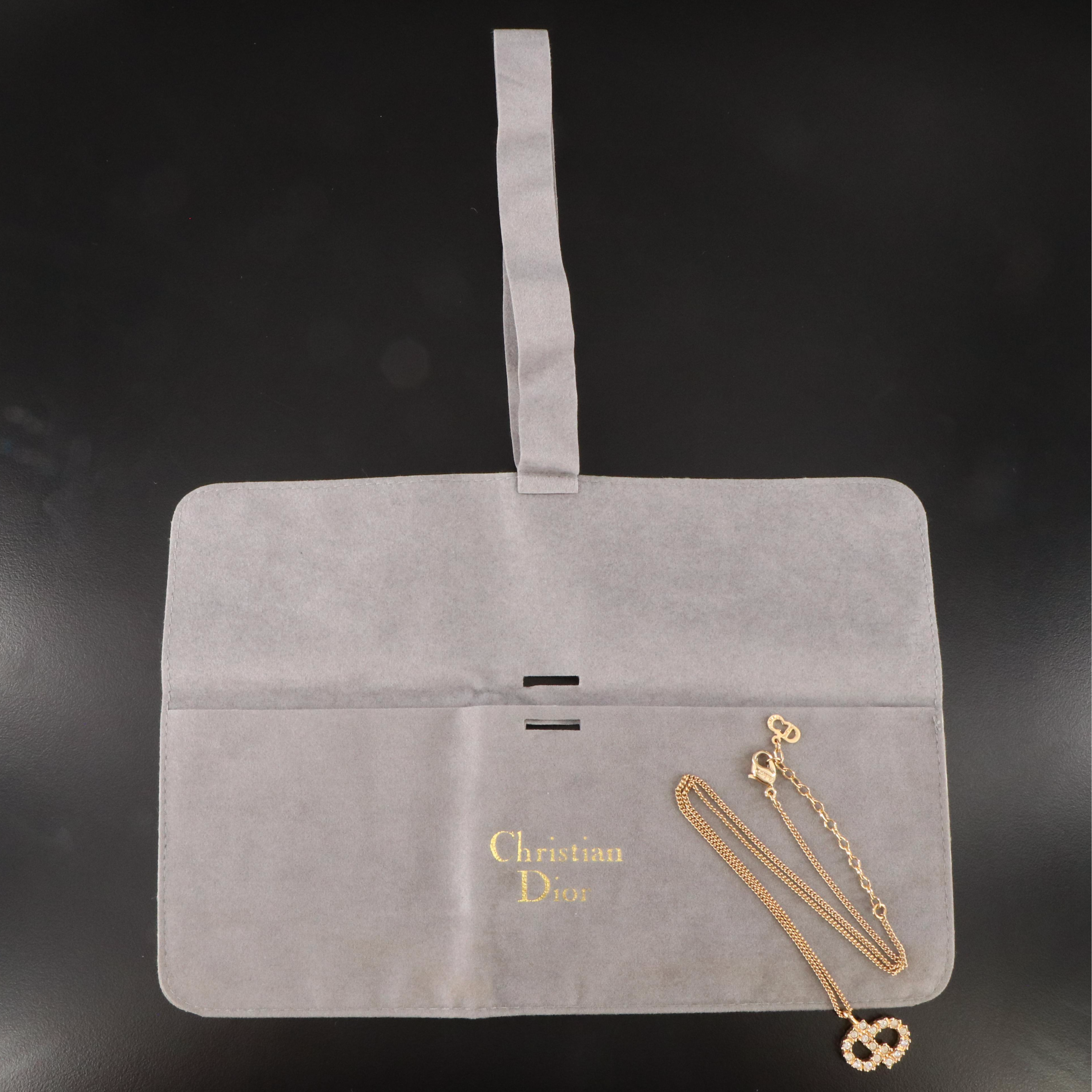 Christian Dior CD Crystal Logo Necklace