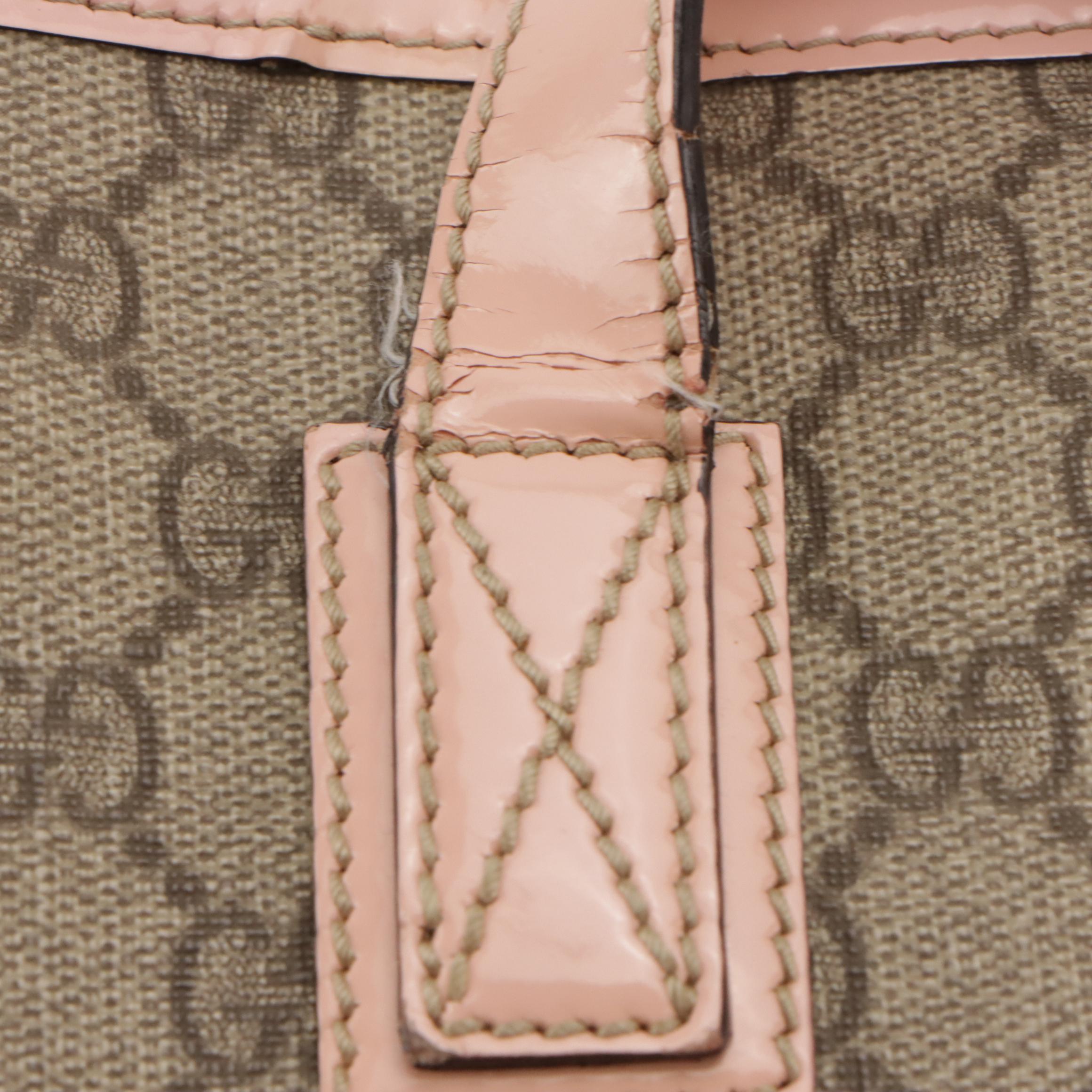 Gucci Joy Shoulder Bag in GG Supreme Canvas and Pink Patent Leather