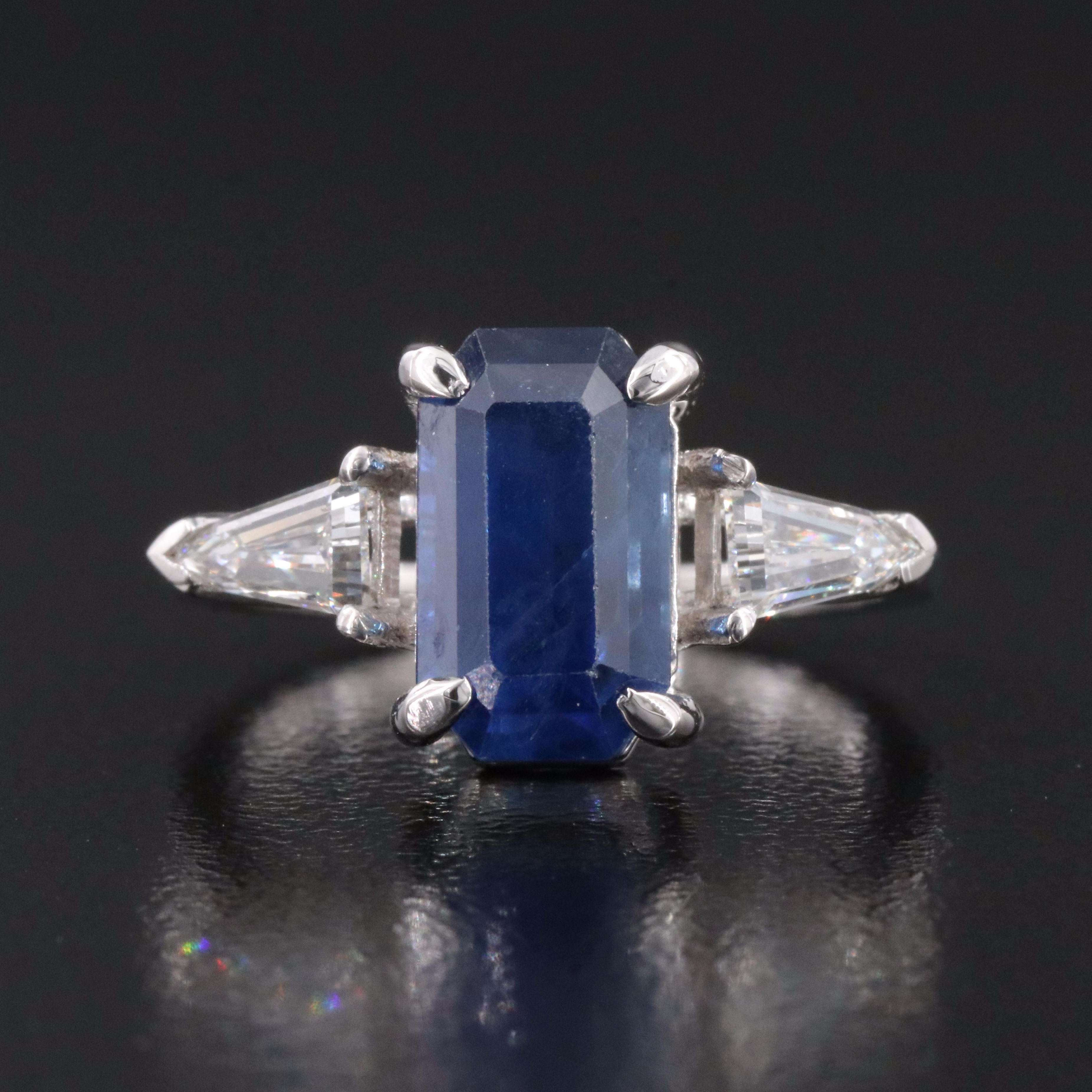 14K 3.82 CT Sapphire and Diamond Ring with GIA Report