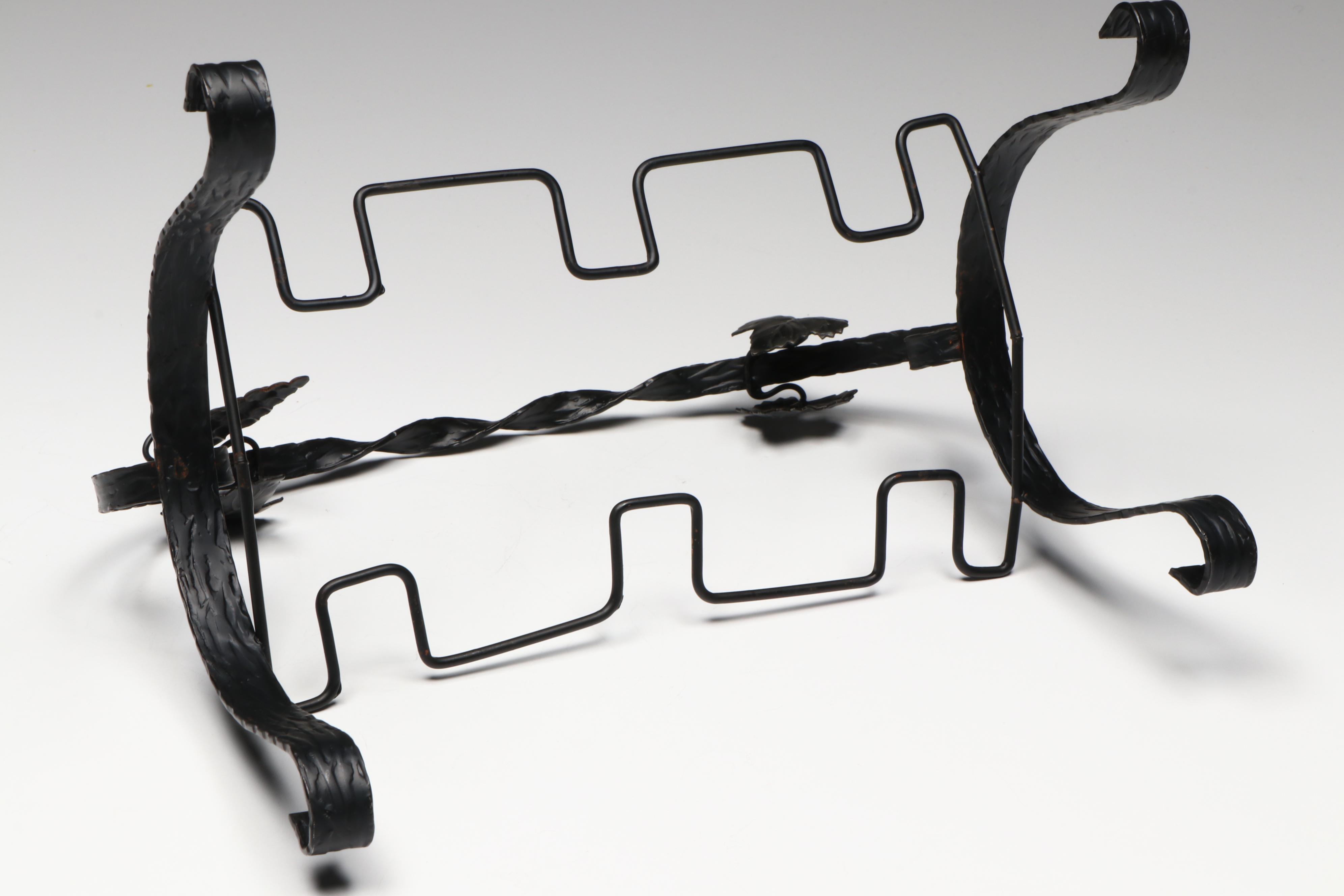 Beehive Stem Gold Rimmed Roemer Wine Glasses with Metal Rack