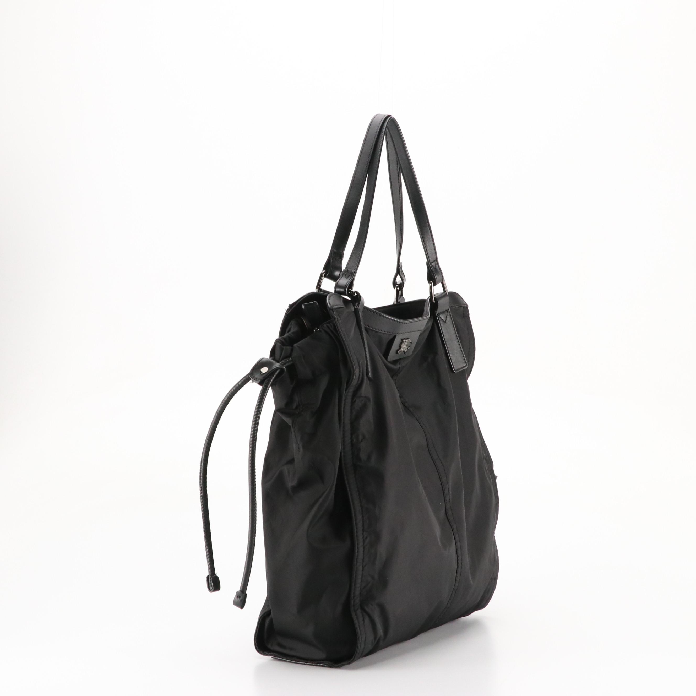 Burberry Black Nylon and Leather Shoulder Tote