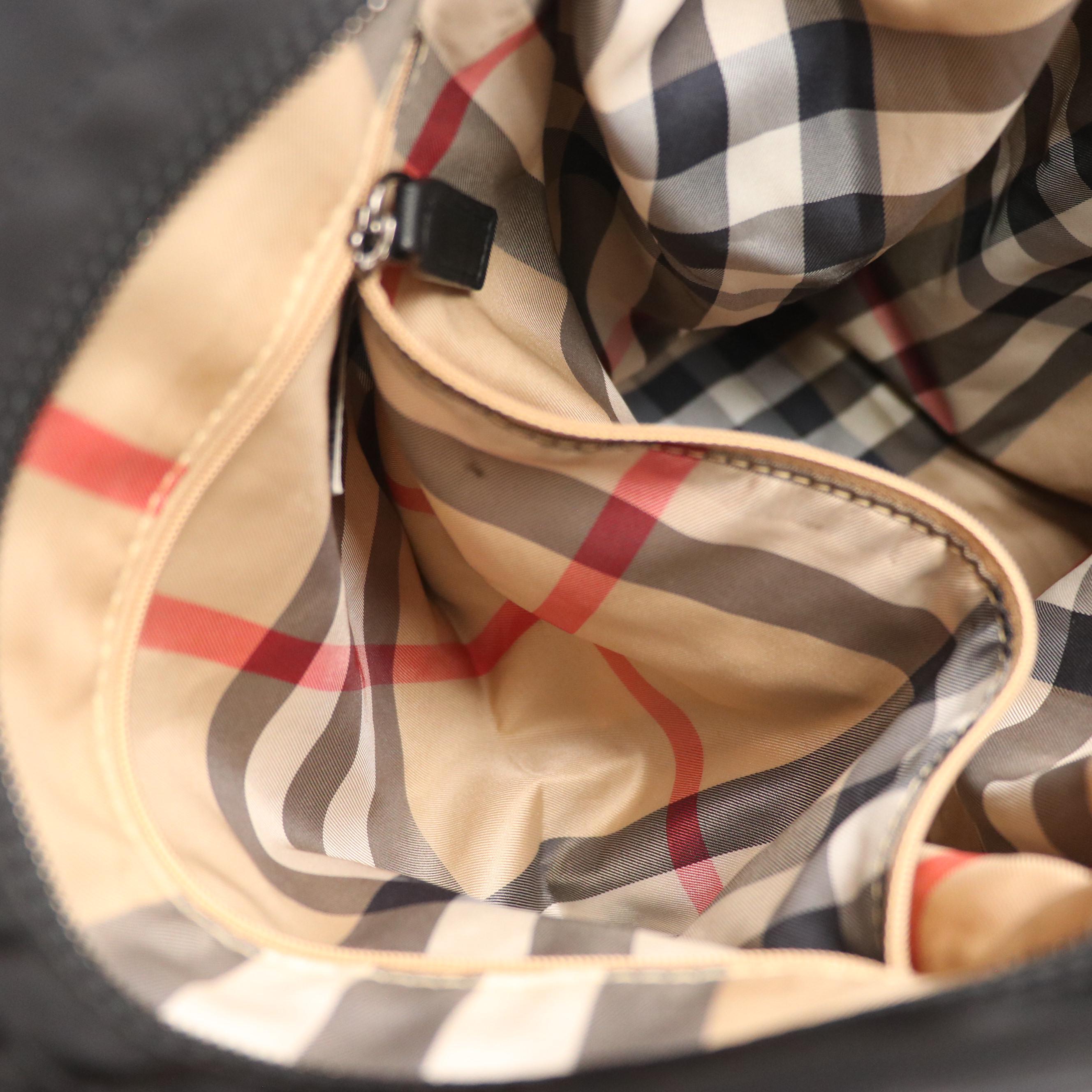 Burberry Black Nylon and Leather Shoulder Tote