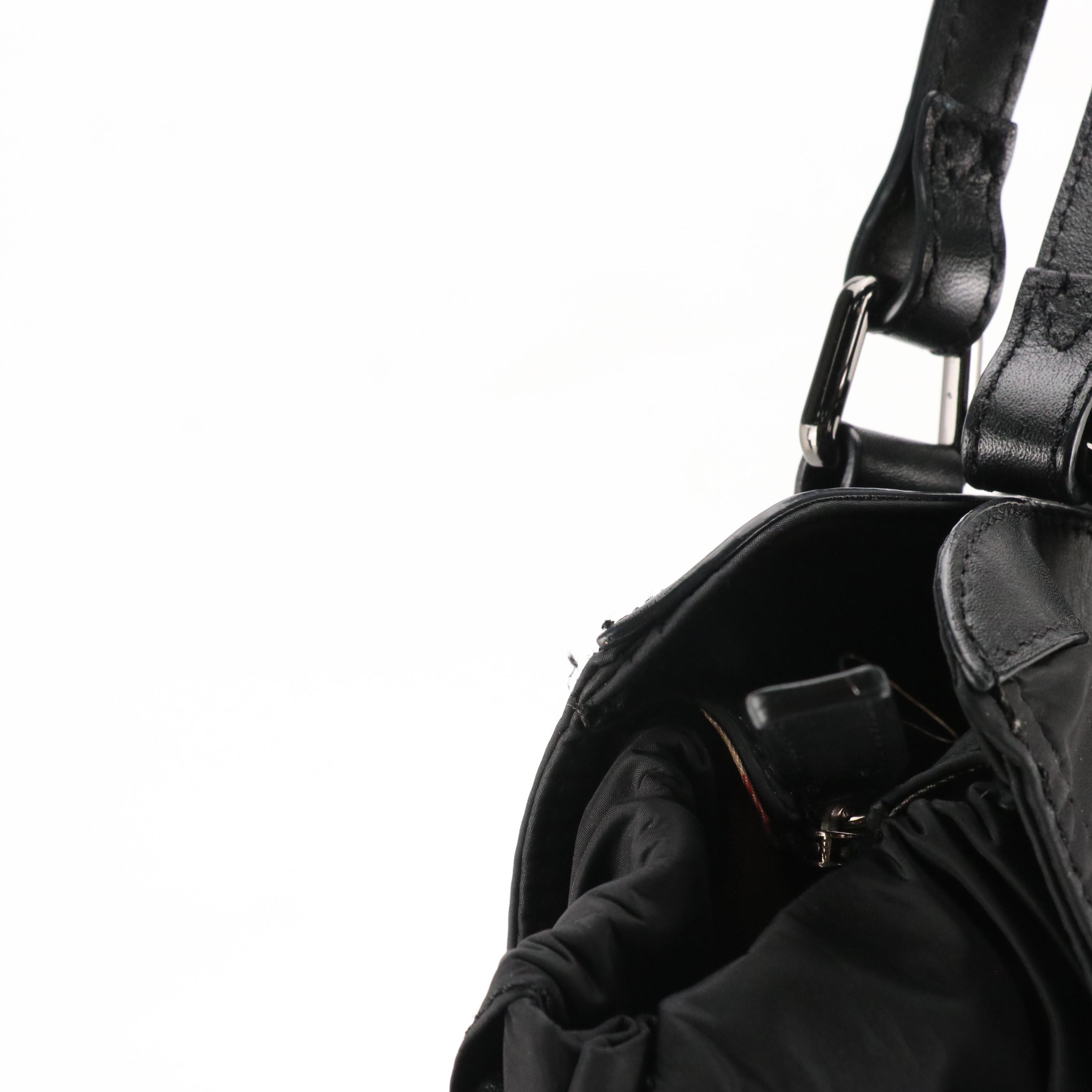 Burberry Black Nylon and Leather Shoulder Tote