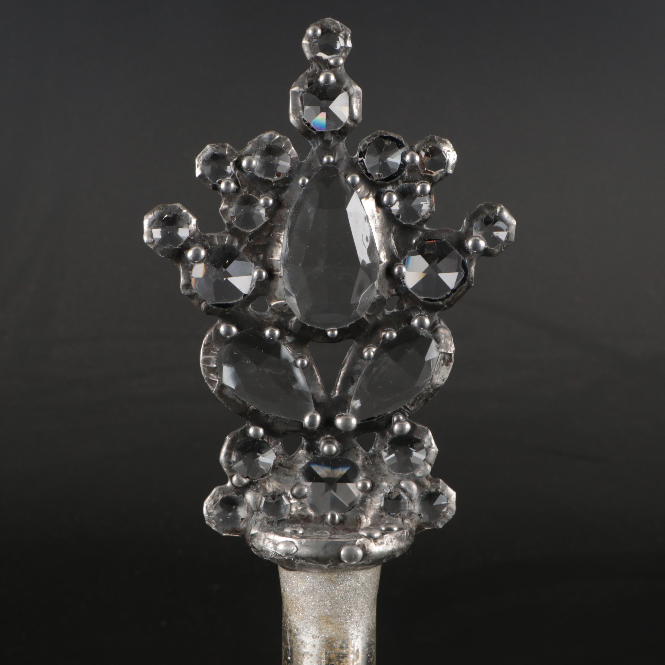 Mercury Glass Bottles with Acrylic & Fossil Coral Stopper, Ceramic Bird Figures