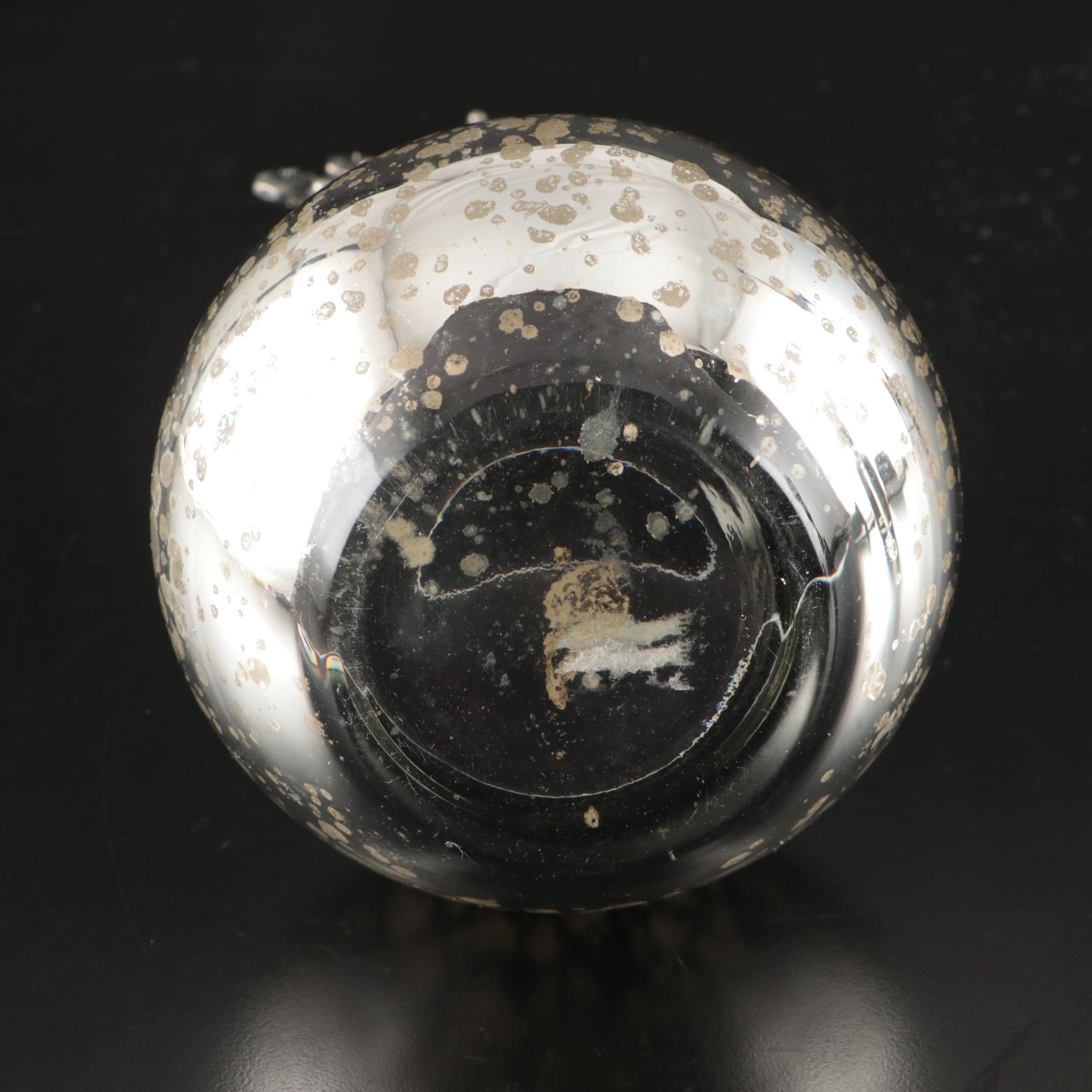 Mercury Glass Bottles with Acrylic & Fossil Coral Stopper, Ceramic Bird Figures