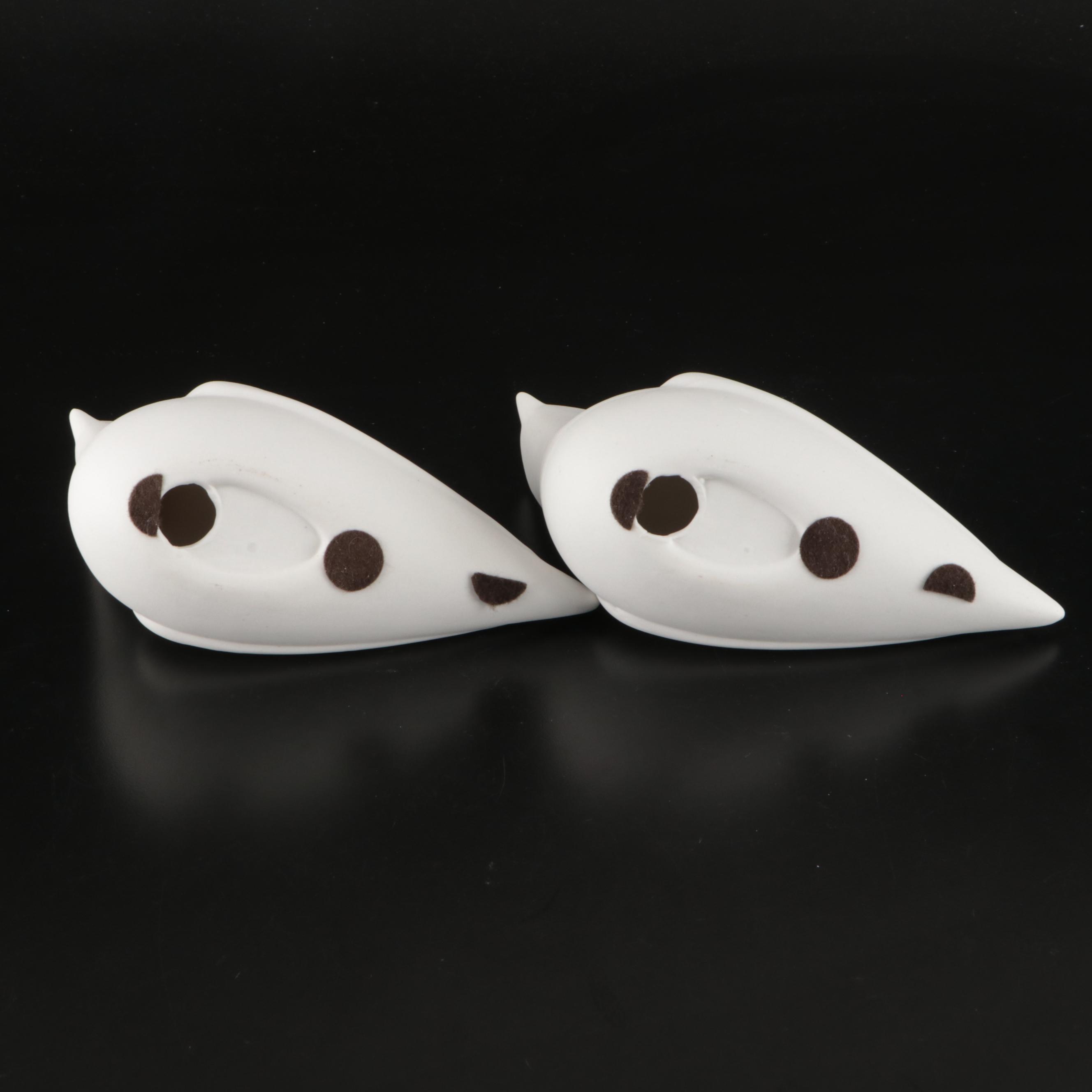 Mercury Glass Bottles with Acrylic & Fossil Coral Stopper, Ceramic Bird Figures