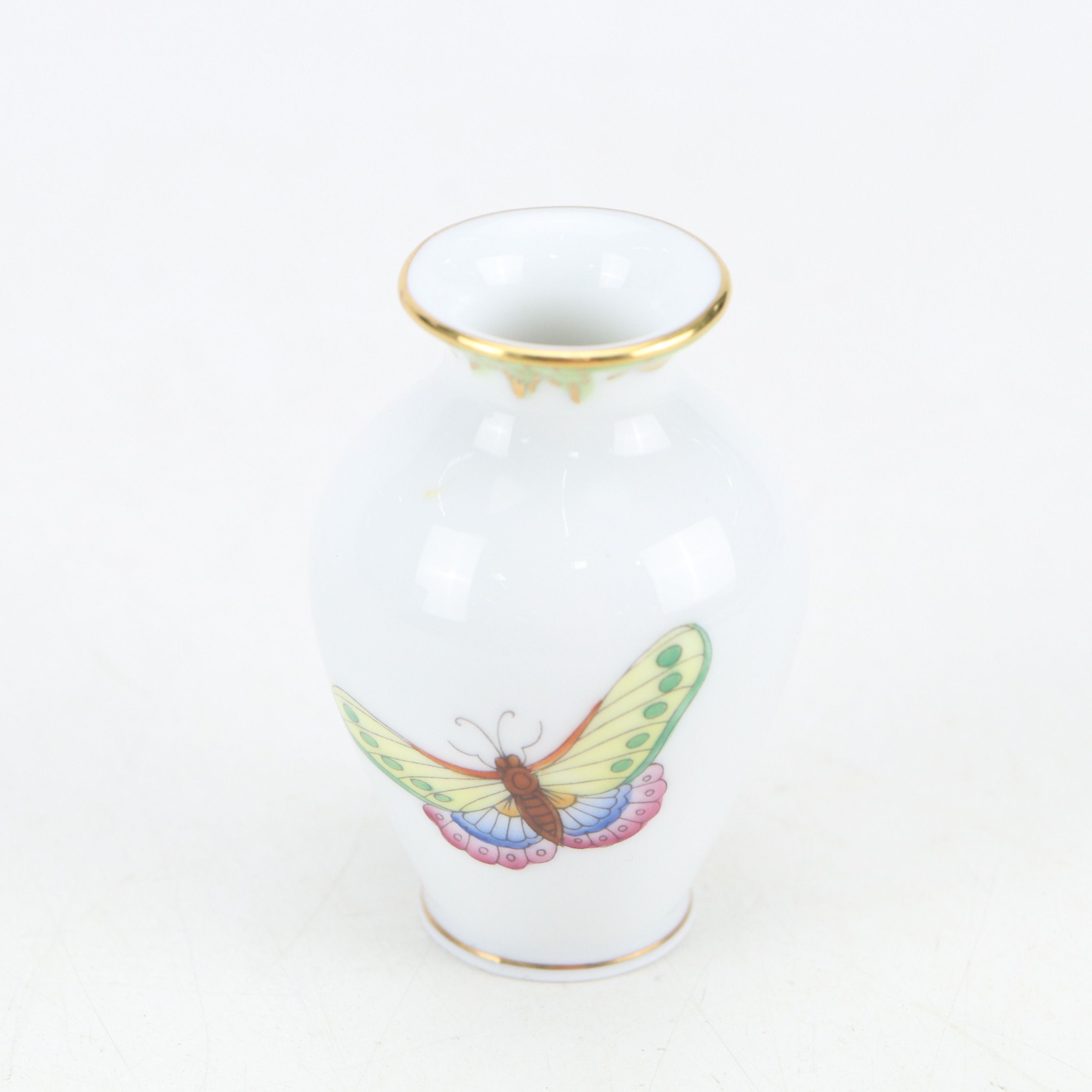Herend Porcelain Butterfly Bud Vase with Boxes