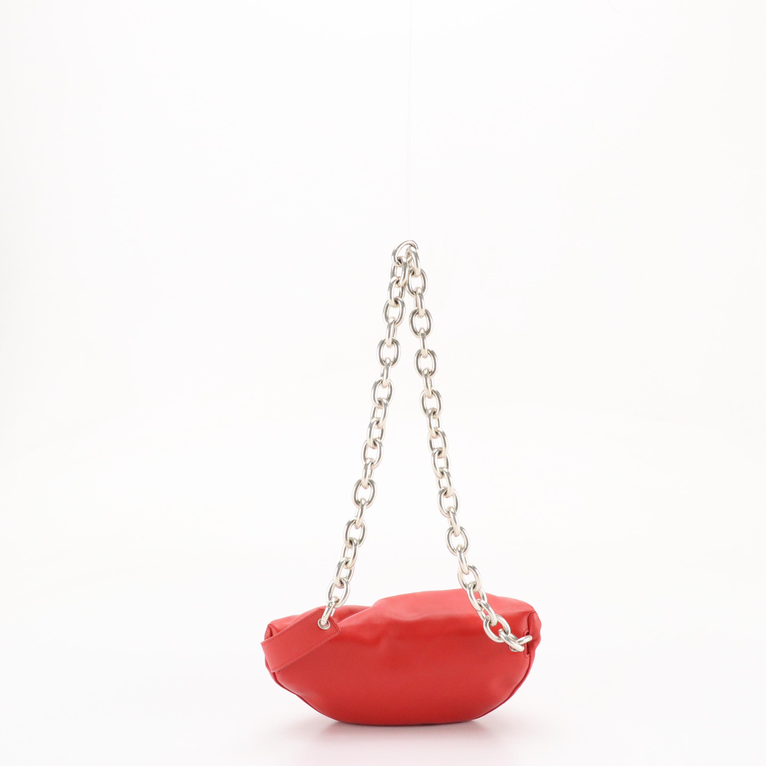 Bottega Veneta The Pouch Belt/Sling Bag in Cherry Red Calfskin Leather