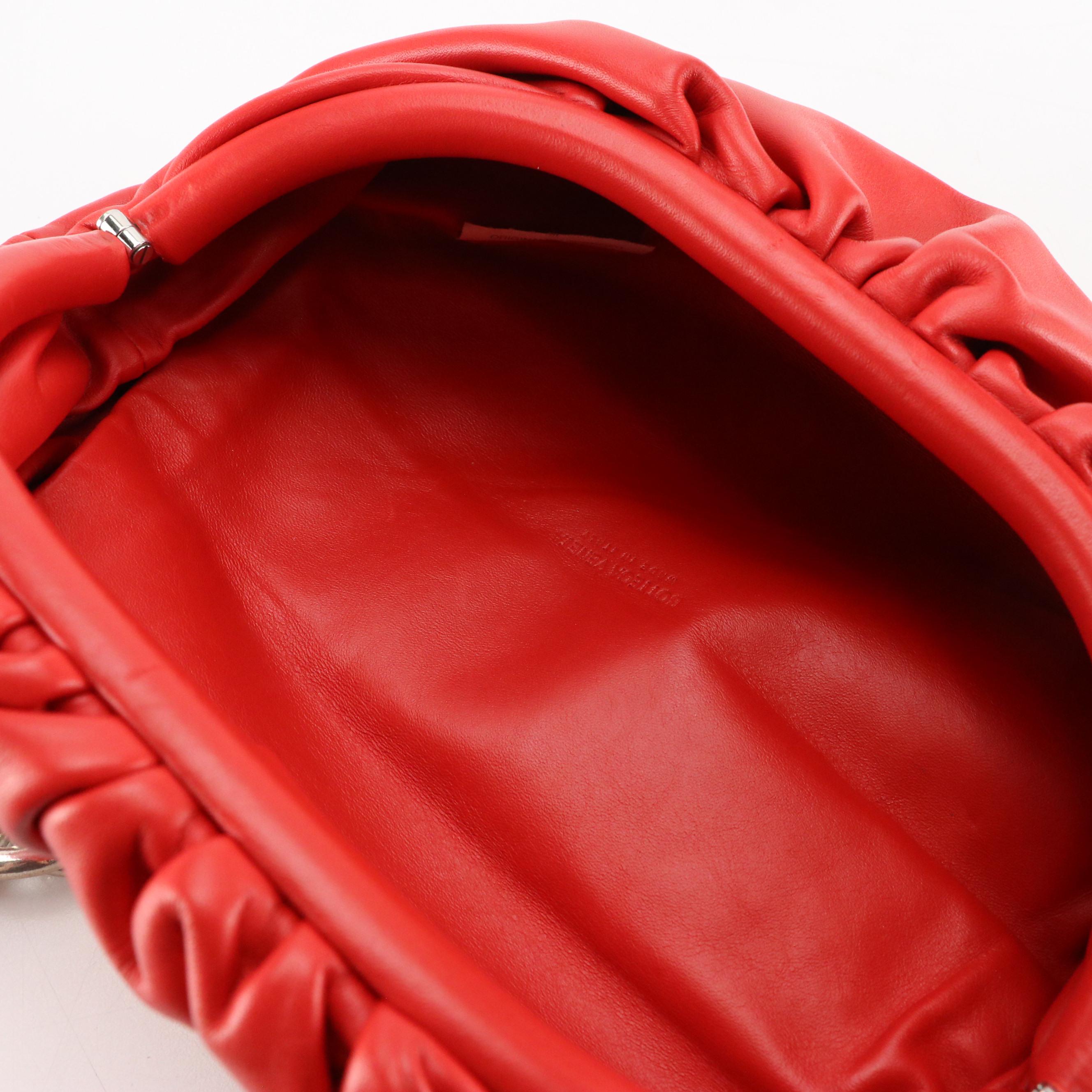 Bottega Veneta The Pouch Belt/Sling Bag in Cherry Red Calfskin Leather