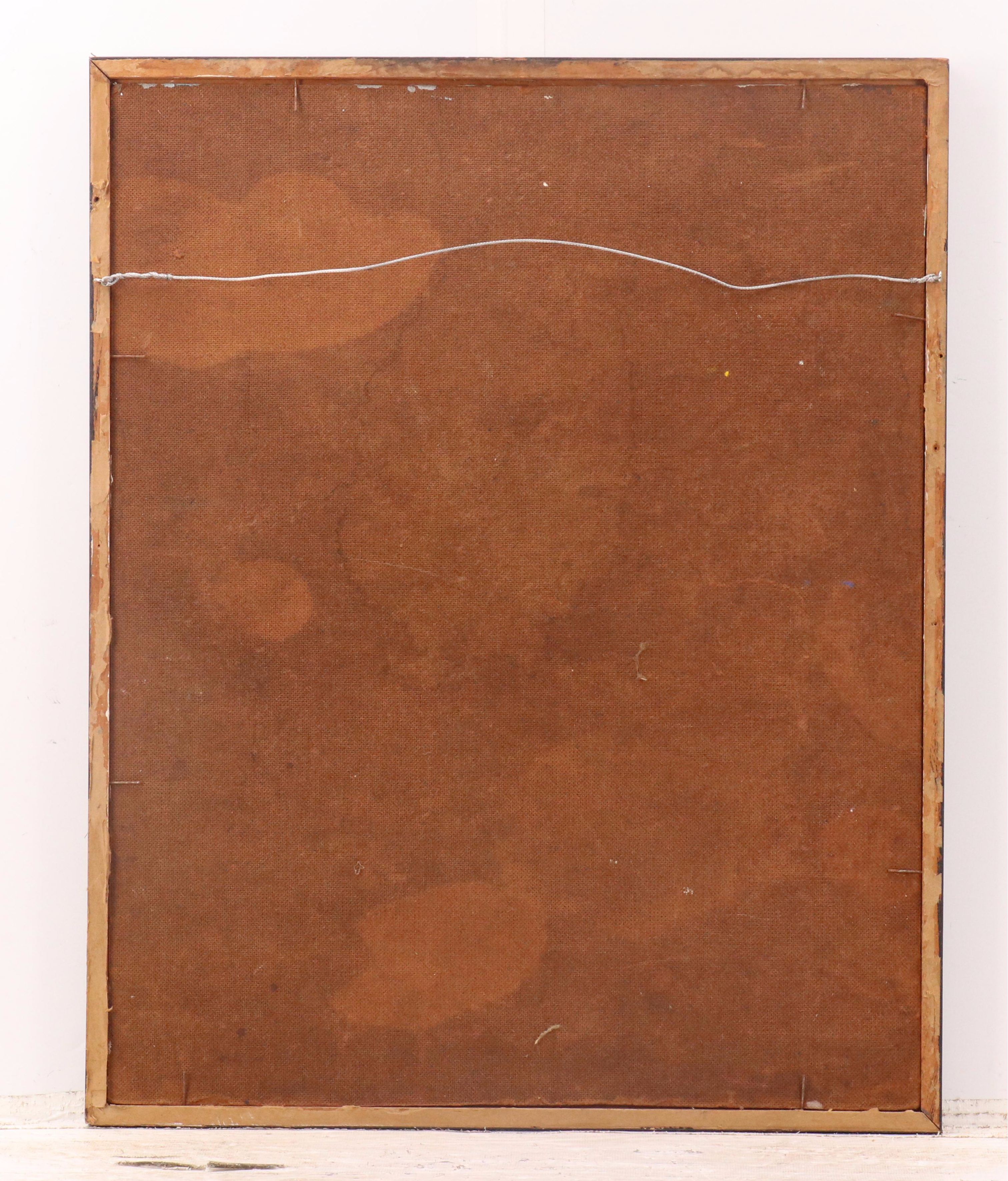 Jack Cooley Oil Painting with Nude Woman Holding Flowers, 1974