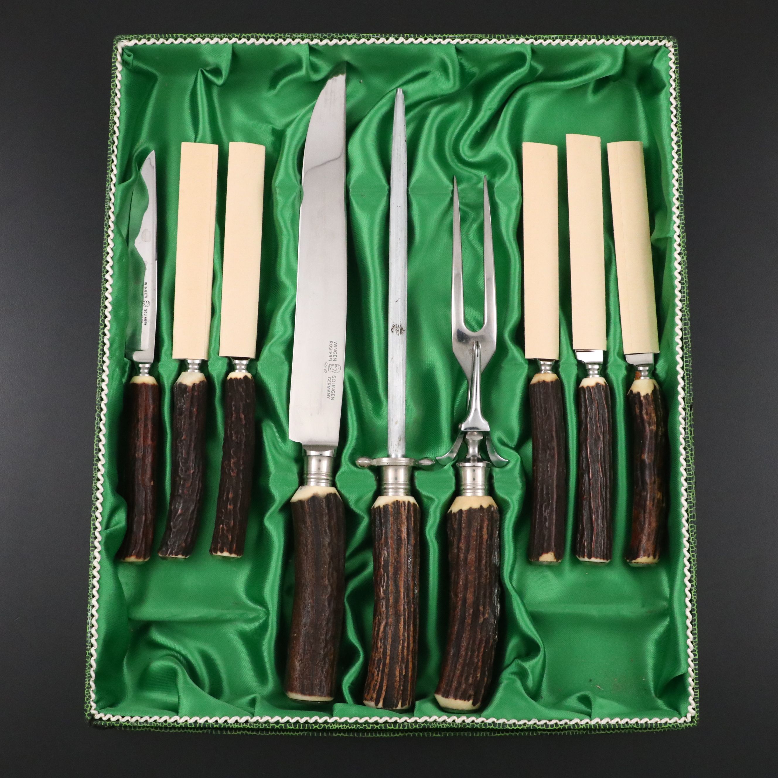 German Anton Wingen Jr. "Othello" Stag Horn Knife Set
