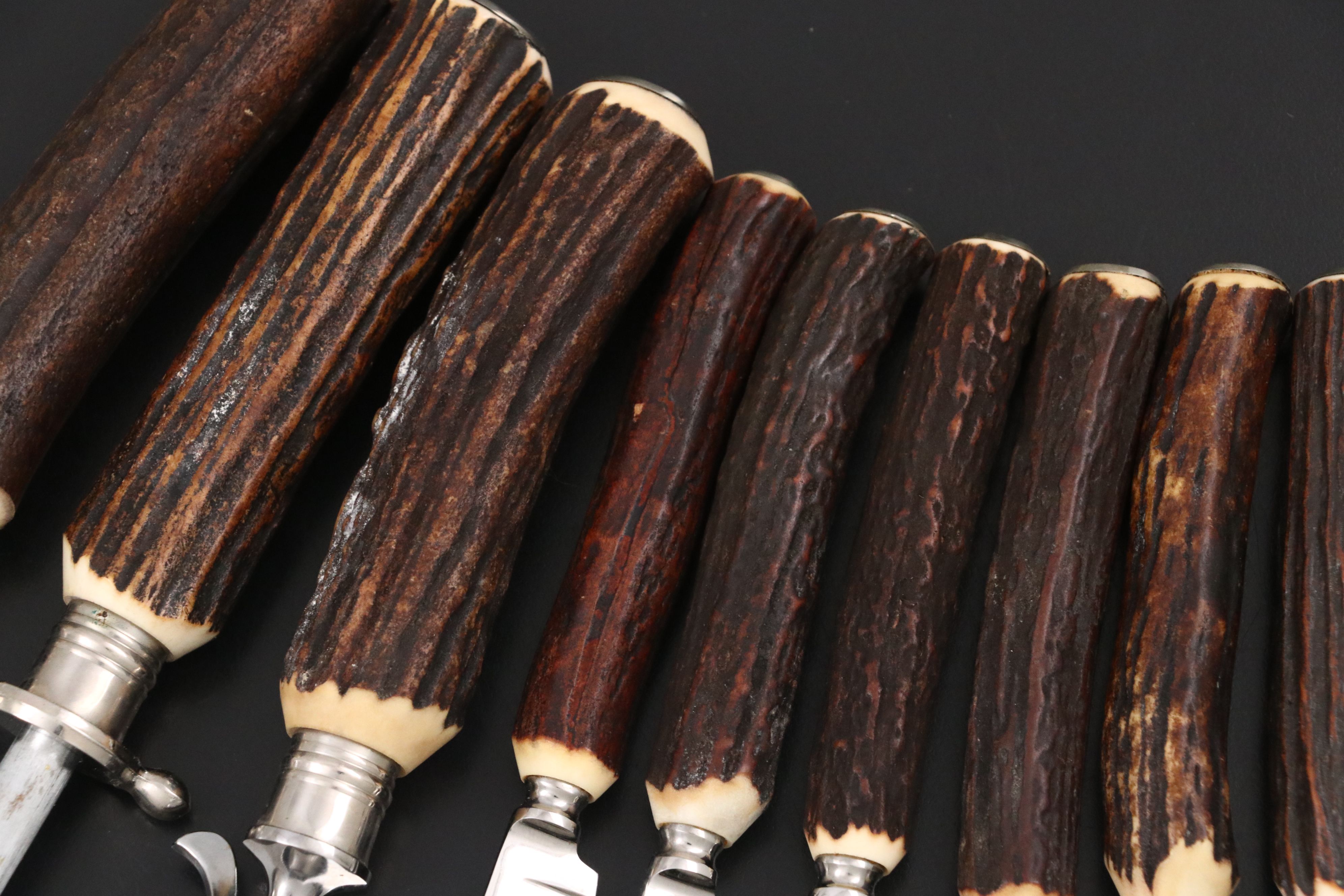 German Anton Wingen Jr. "Othello" Stag Horn Knife Set