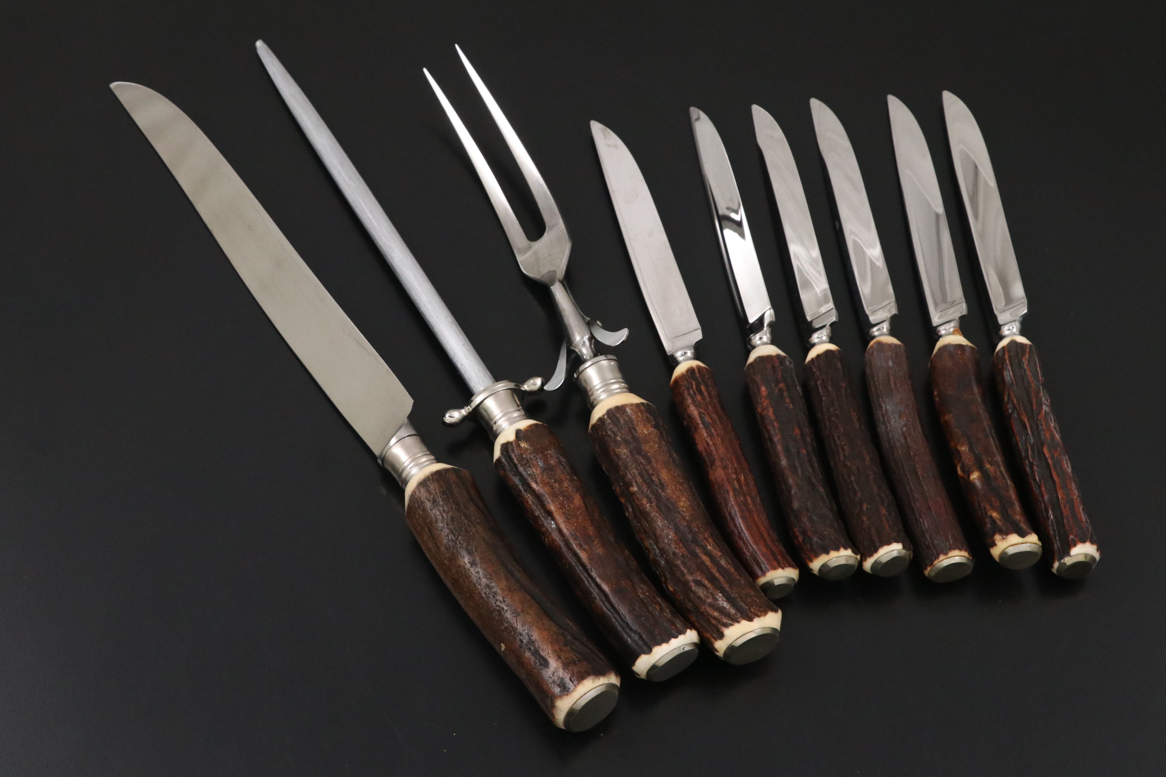 German Anton Wingen Jr. "Othello" Stag Horn Knife Set