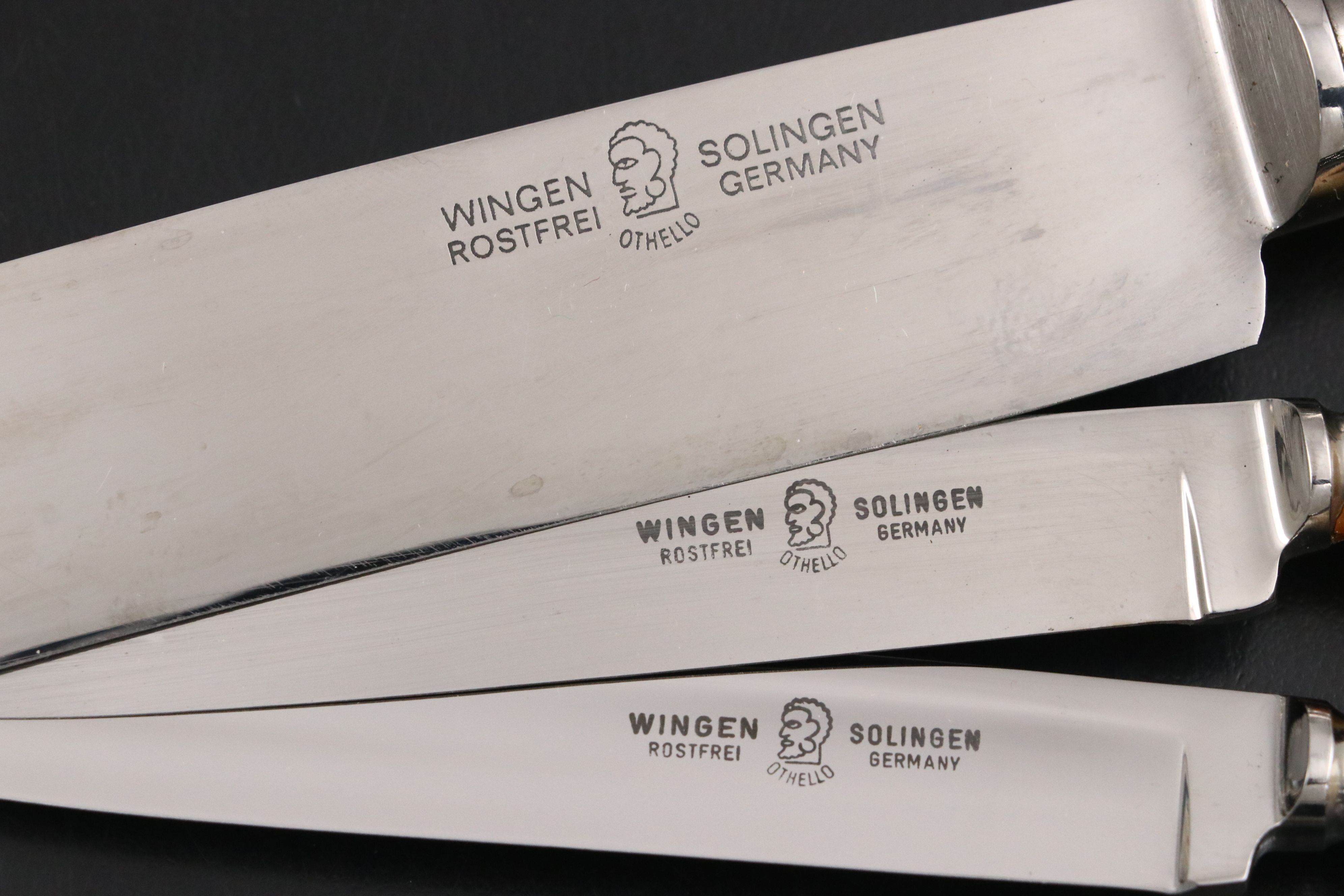 German Anton Wingen Jr. "Othello" Stag Horn Knife Set