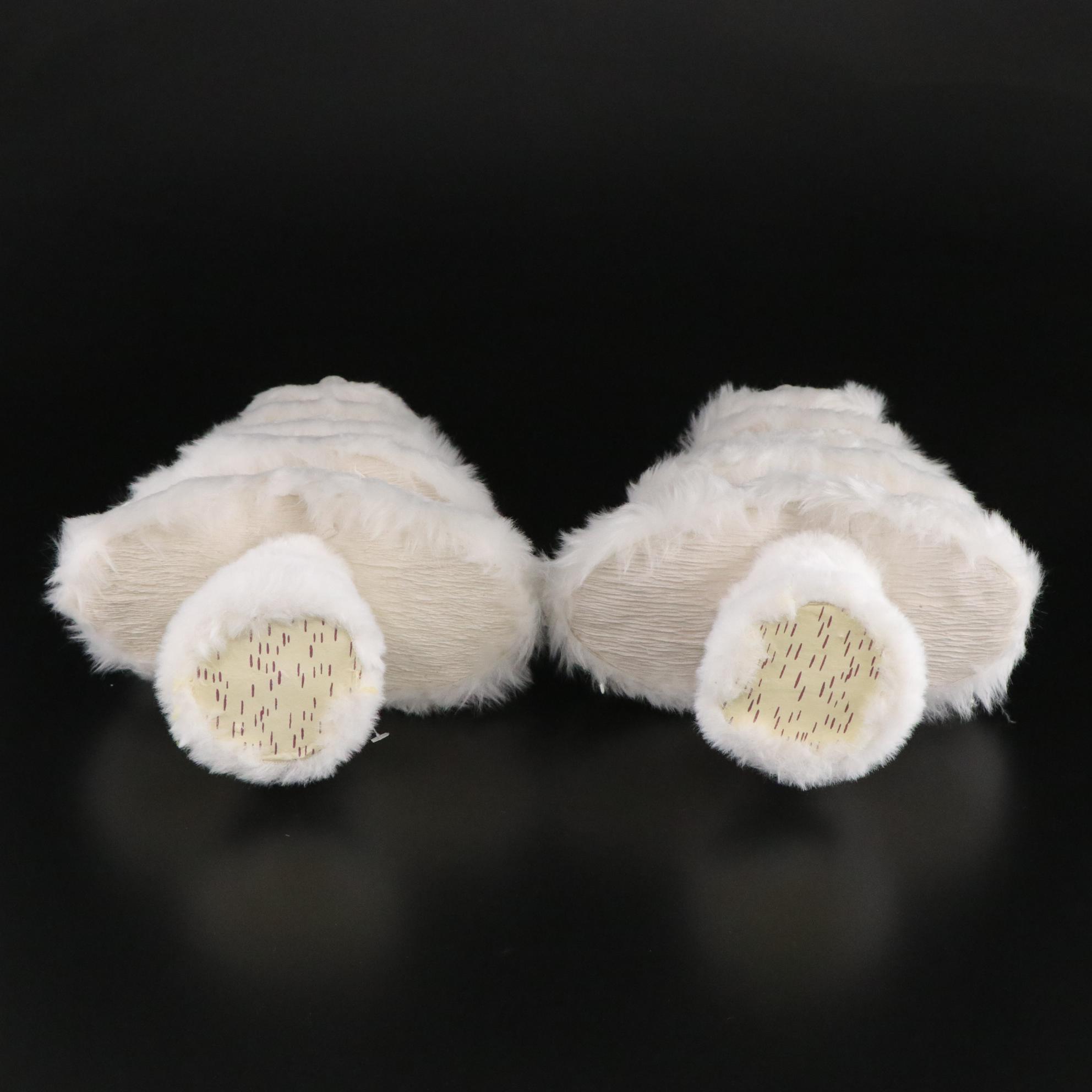 Frosted White Fluffy Christmas Trees with Ornamental Iridescent Glass Bundles